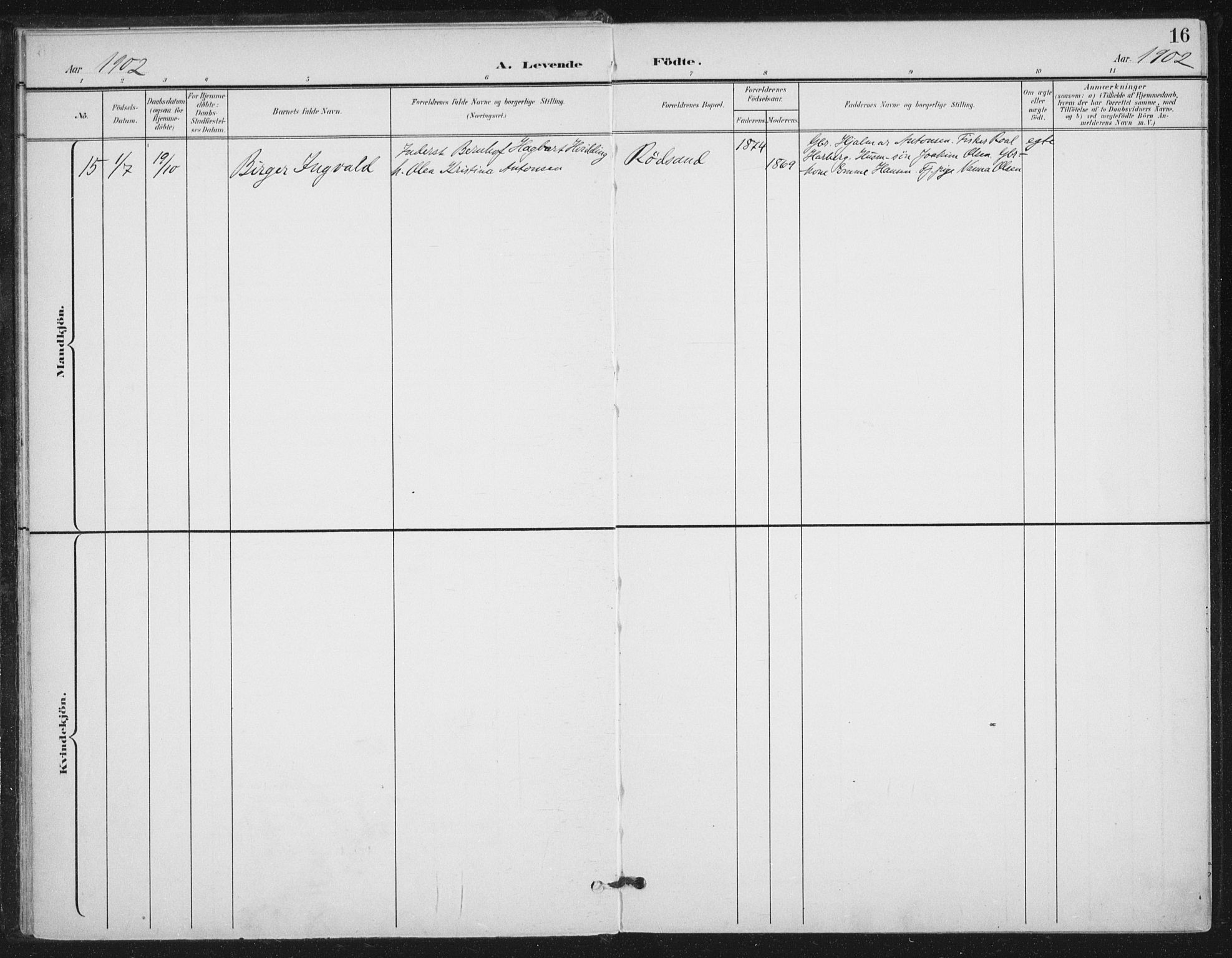 Ministerialprotokoller, klokkerbøker og fødselsregistre - Nordland, SAT/A-1459/894/L1356: Parish register (official) no. 894A02, 1897-1914, p. 16