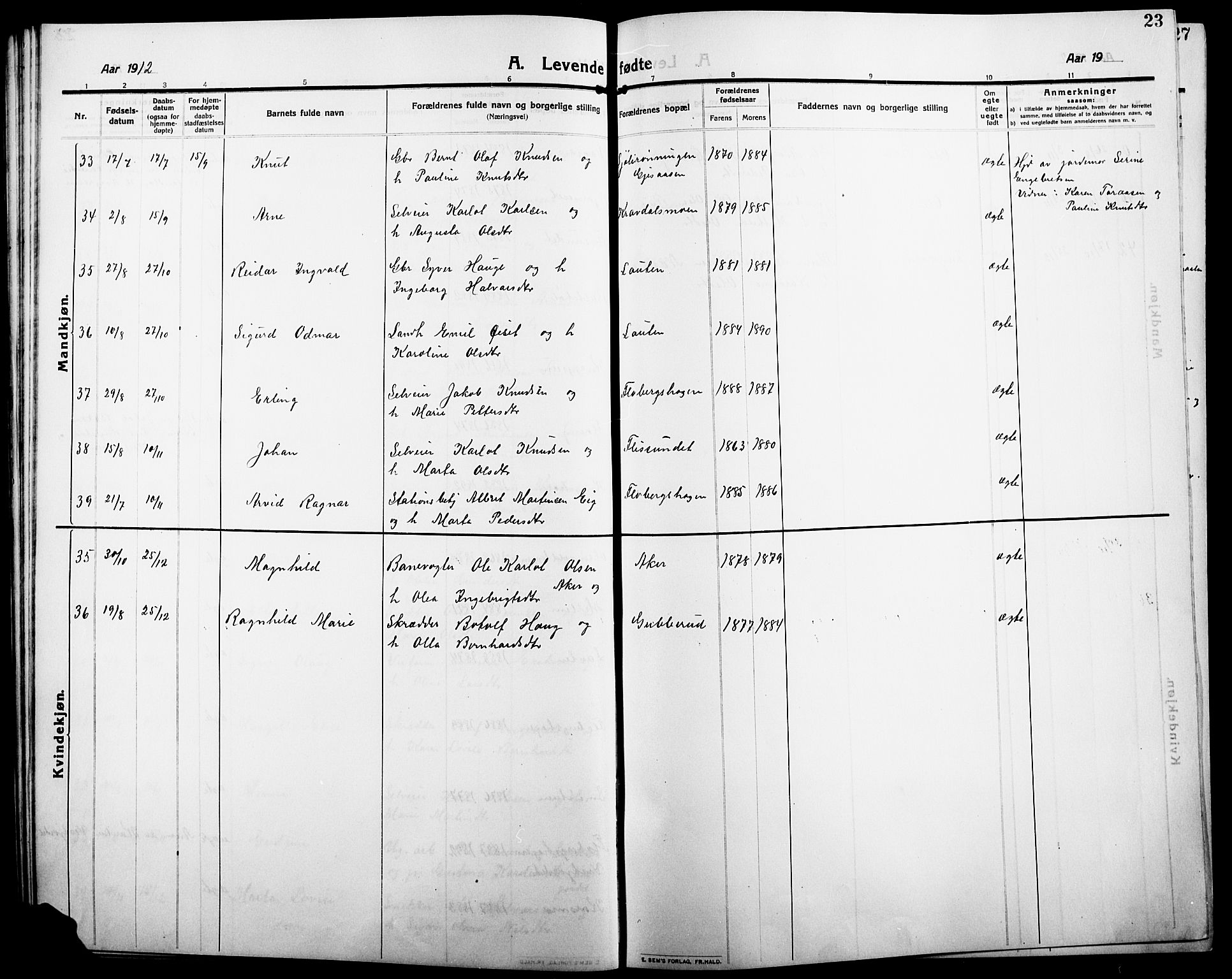 Åsnes prestekontor, AV/SAH-PREST-042/H/Ha/Hab/L0007: Parish register (copy) no. 7, 1909-1926, p. 23