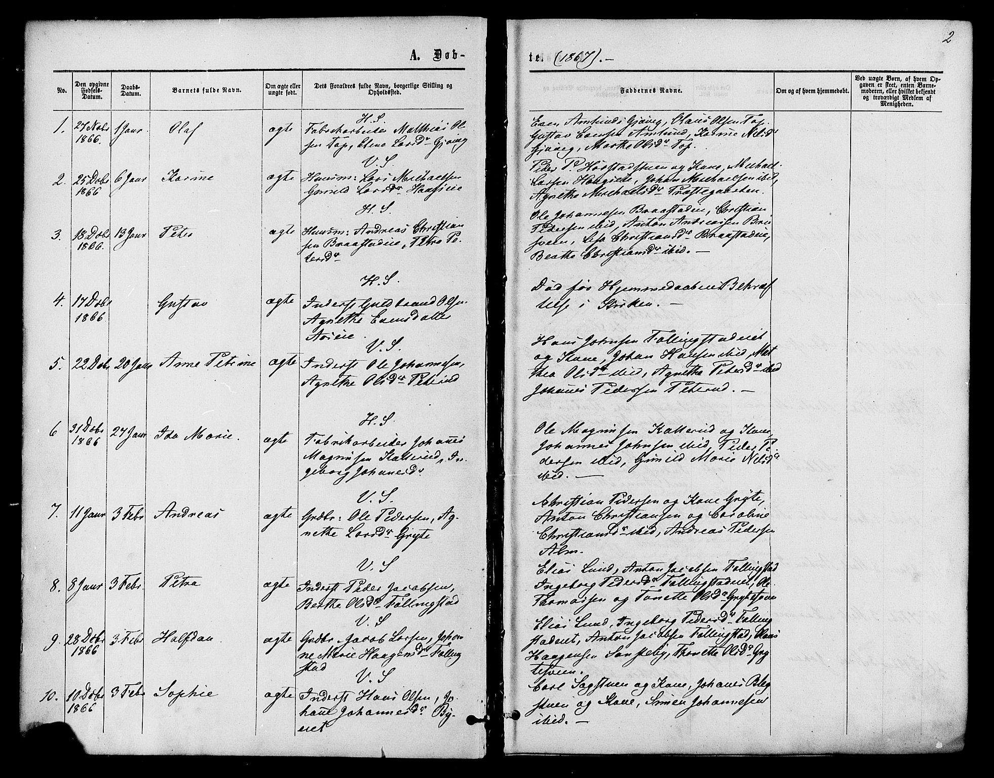 Vardal prestekontor, AV/SAH-PREST-100/H/Ha/Haa/L0007: Parish register (official) no. 7, 1867-1878, p. 2