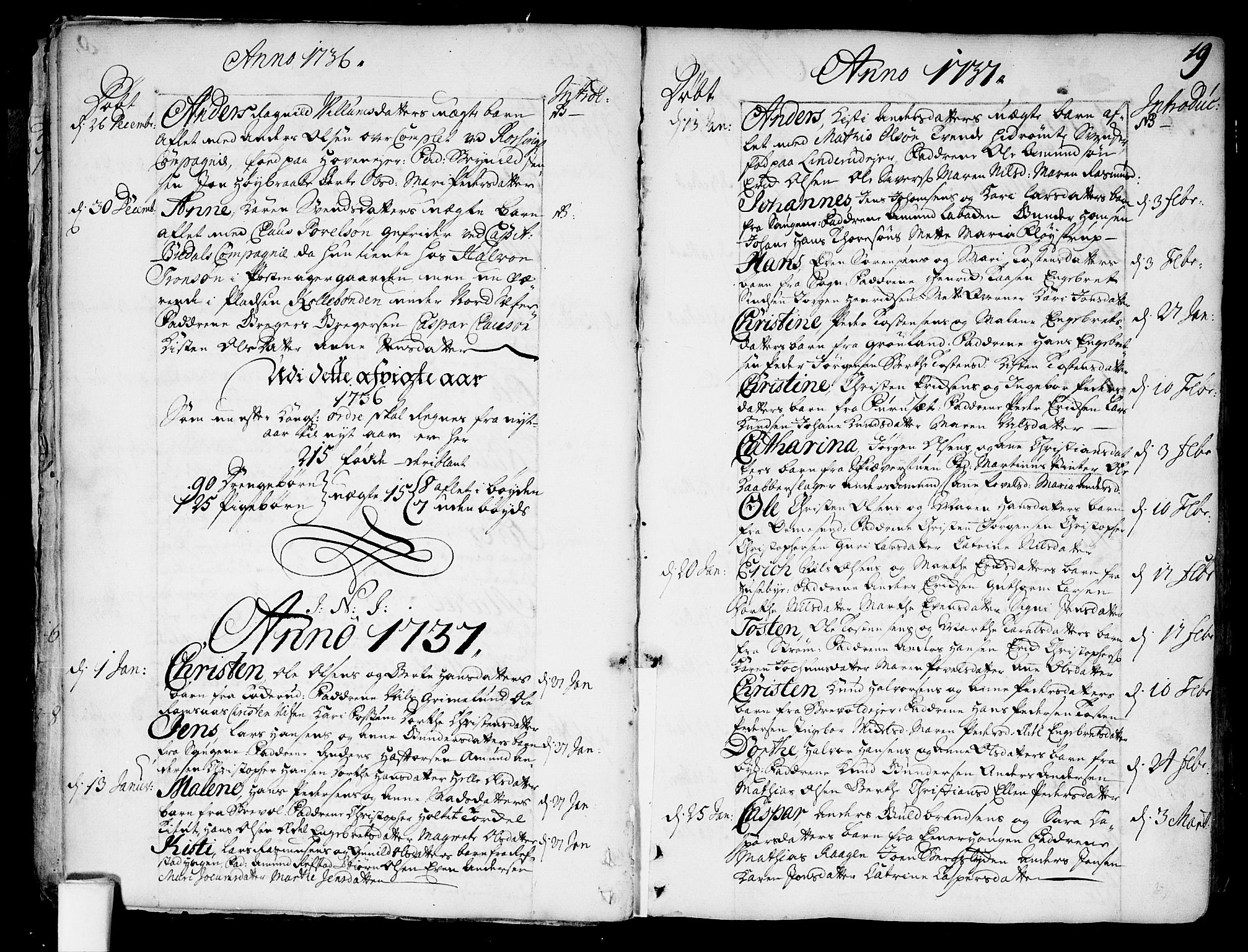 Aker prestekontor kirkebøker, SAO/A-10861/F/L0007: Parish register (official) no. 7, 1734-1748, p. 19