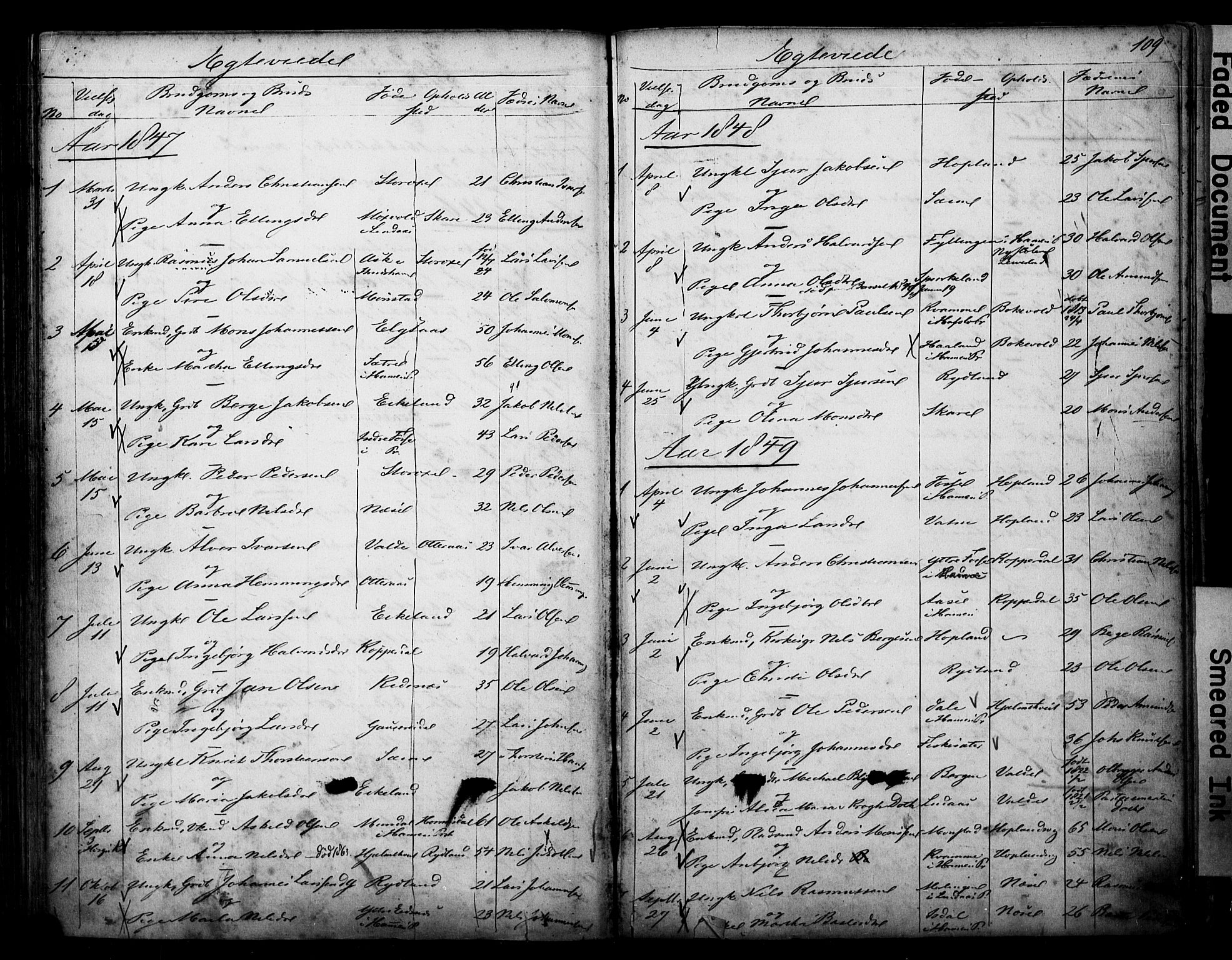 Alversund Sokneprestembete, SAB/A-73901/H/Ha/Hab: Parish register (copy) no. D 1, 1800-1870, p. 109