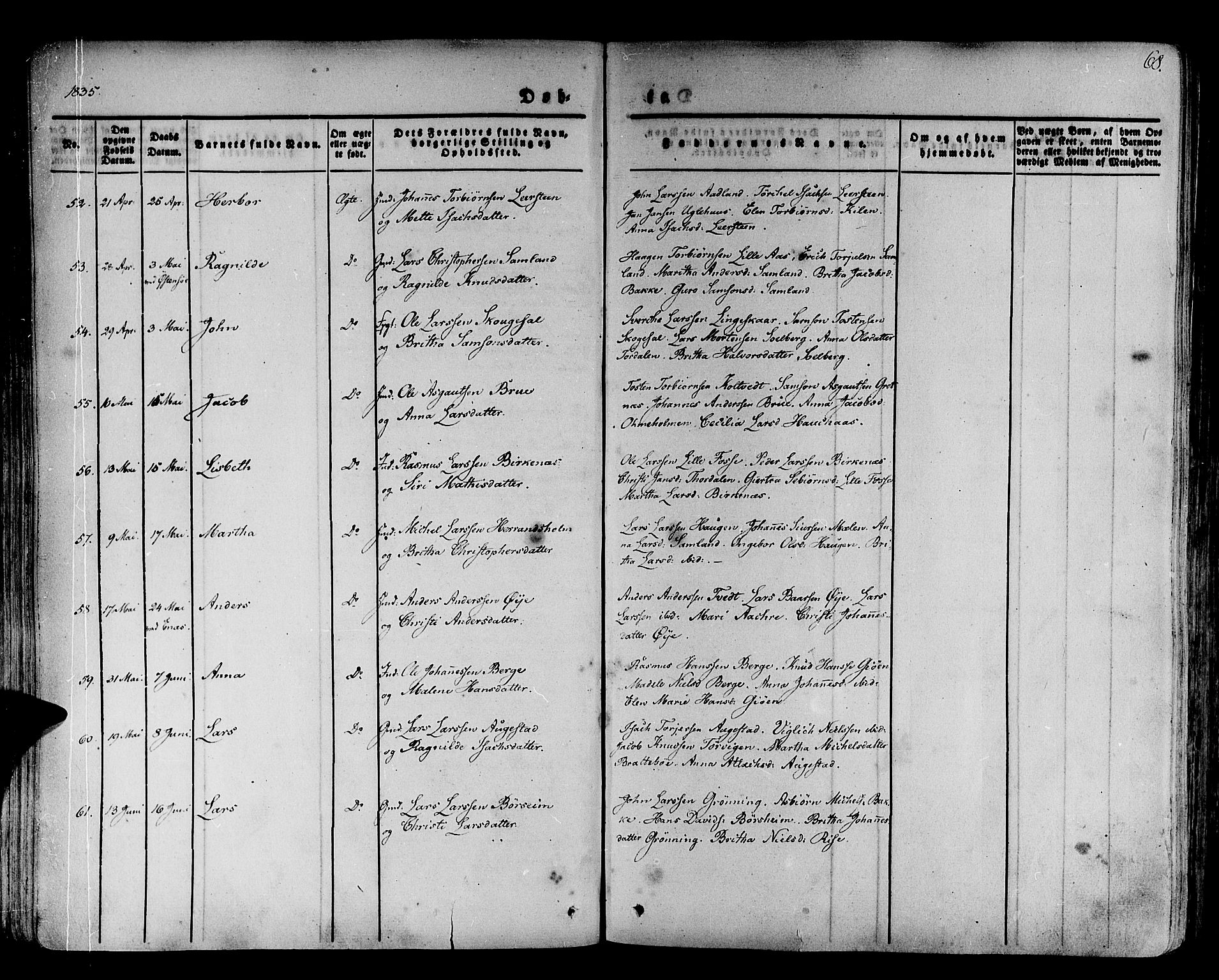 Strandebarm sokneprestembete, AV/SAB-A-78401/H/Haa: Parish register (official) no. A 6, 1826-1843, p. 68