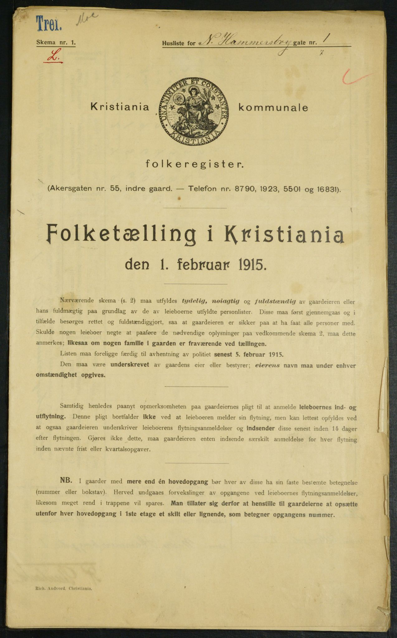 OBA, Municipal Census 1915 for Kristiania, 1915, p. 68614