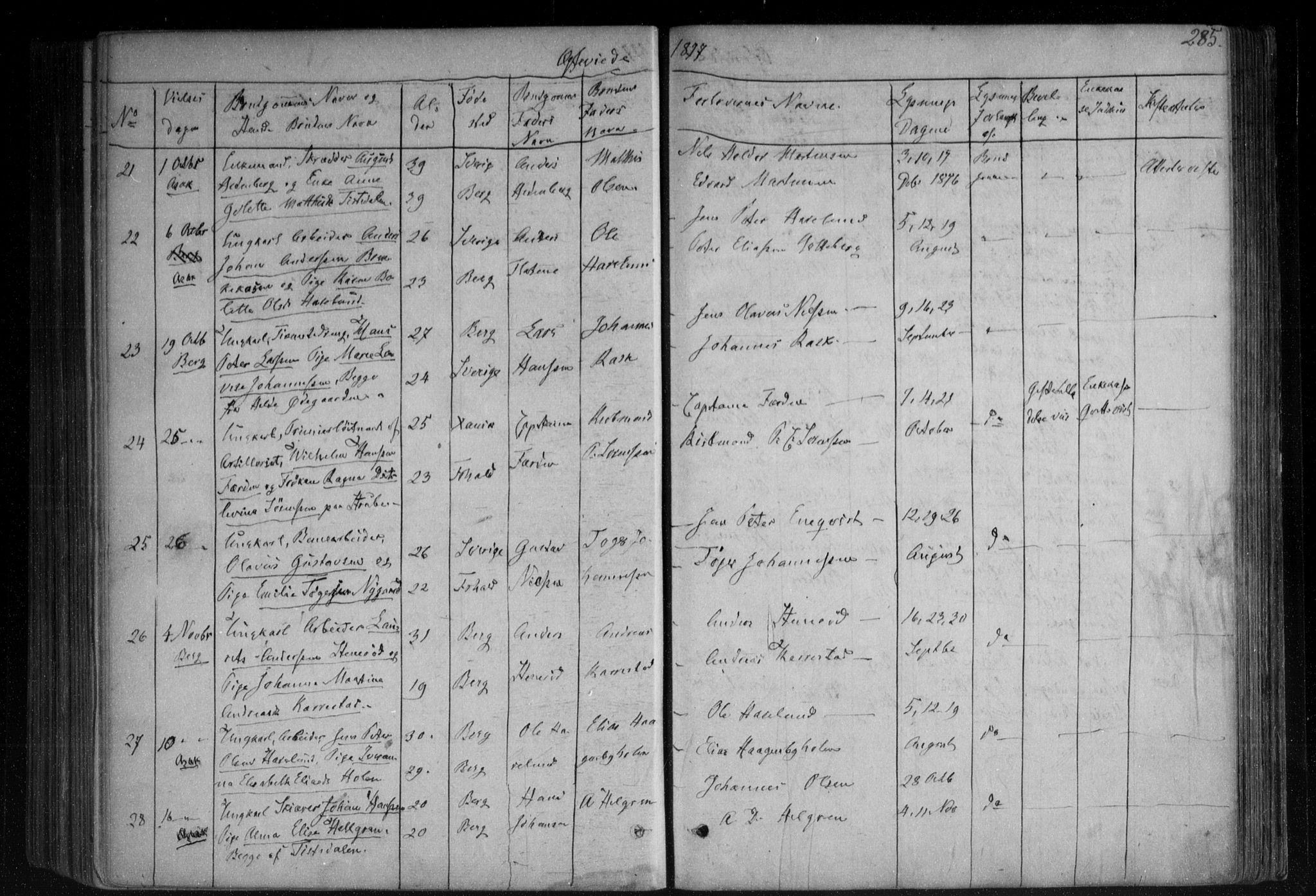 Berg prestekontor Kirkebøker, AV/SAO-A-10902/F/Fa/L0005: Parish register (official) no. I 5, 1861-1877, p. 285