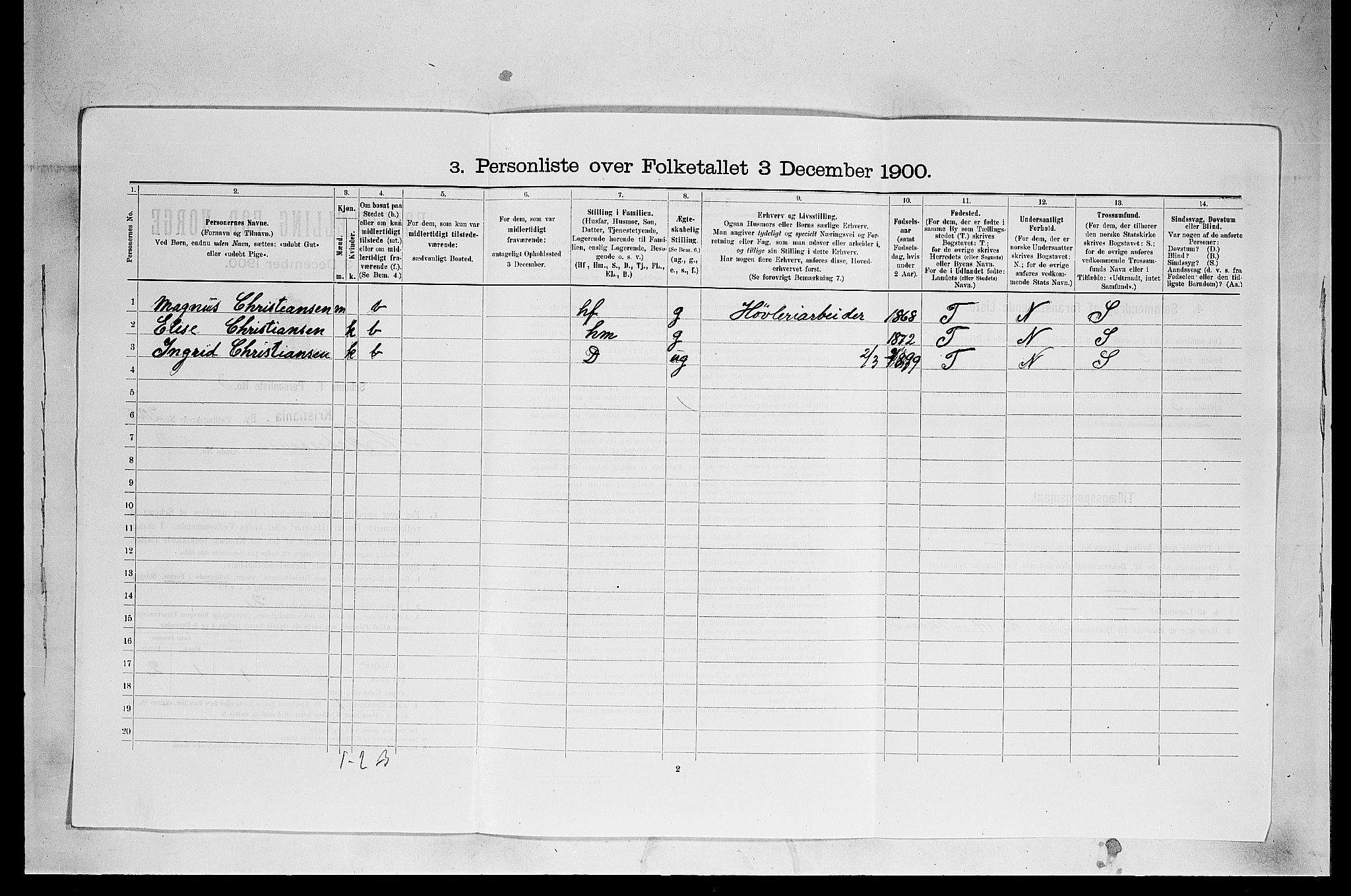 SAO, 1900 census for Kristiania, 1900, p. 18749