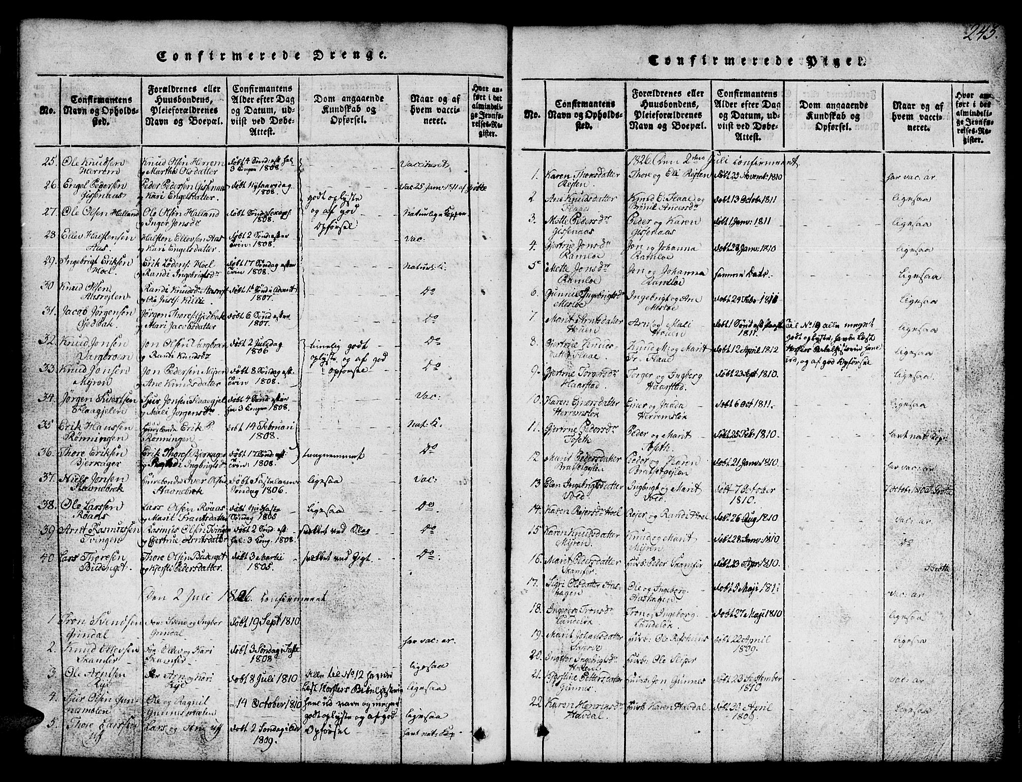 Ministerialprotokoller, klokkerbøker og fødselsregistre - Sør-Trøndelag, SAT/A-1456/674/L0874: Parish register (copy) no. 674C01, 1816-1860, p. 243