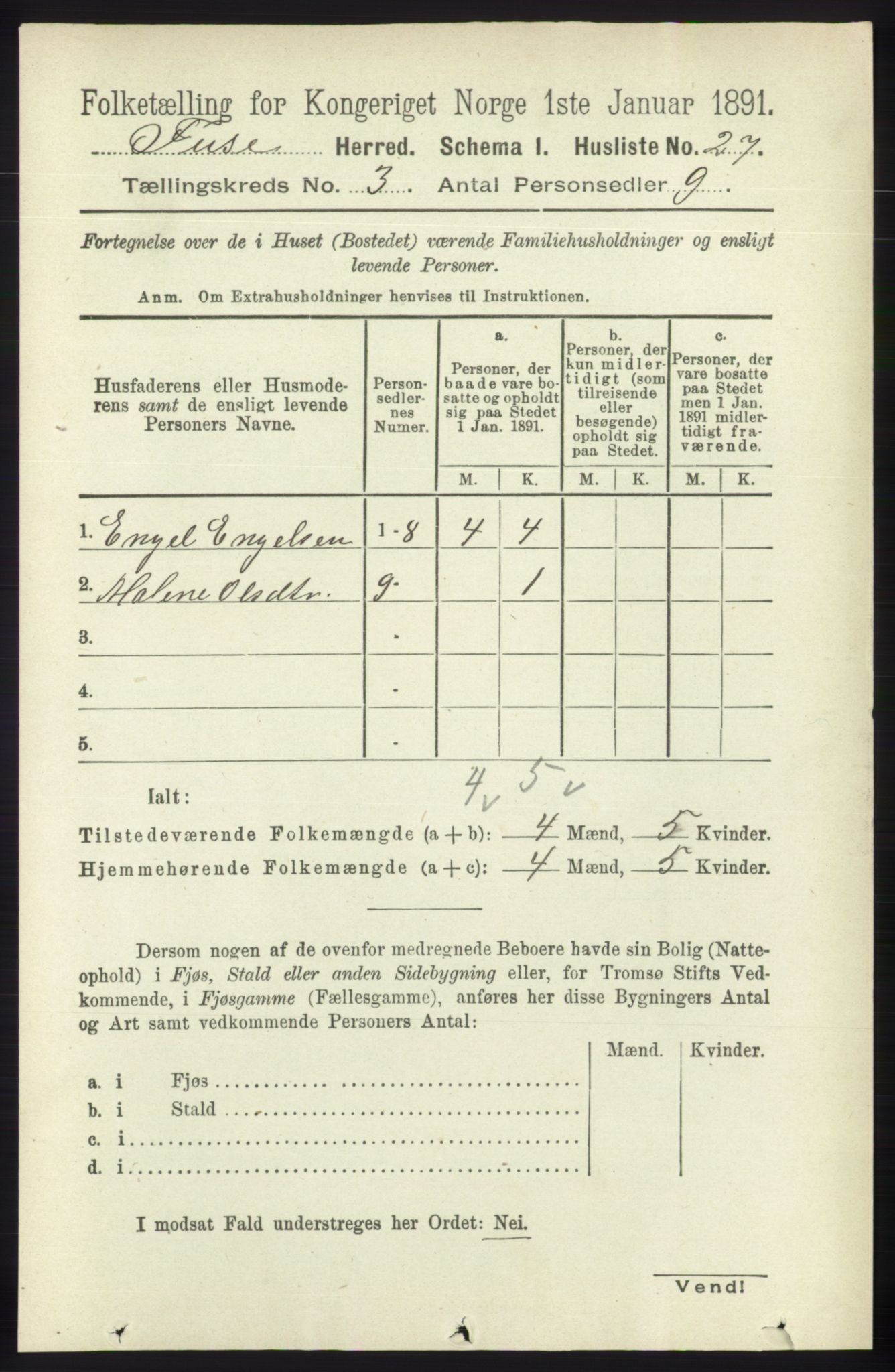 RA, 1891 census for 1241 Fusa, 1891, p. 513