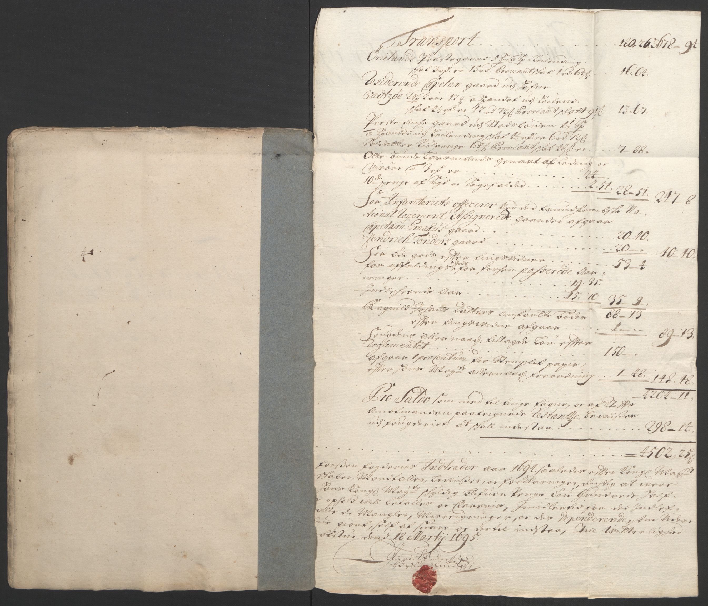 Rentekammeret inntil 1814, Reviderte regnskaper, Fogderegnskap, AV/RA-EA-4092/R57/L3850: Fogderegnskap Fosen, 1694, p. 13