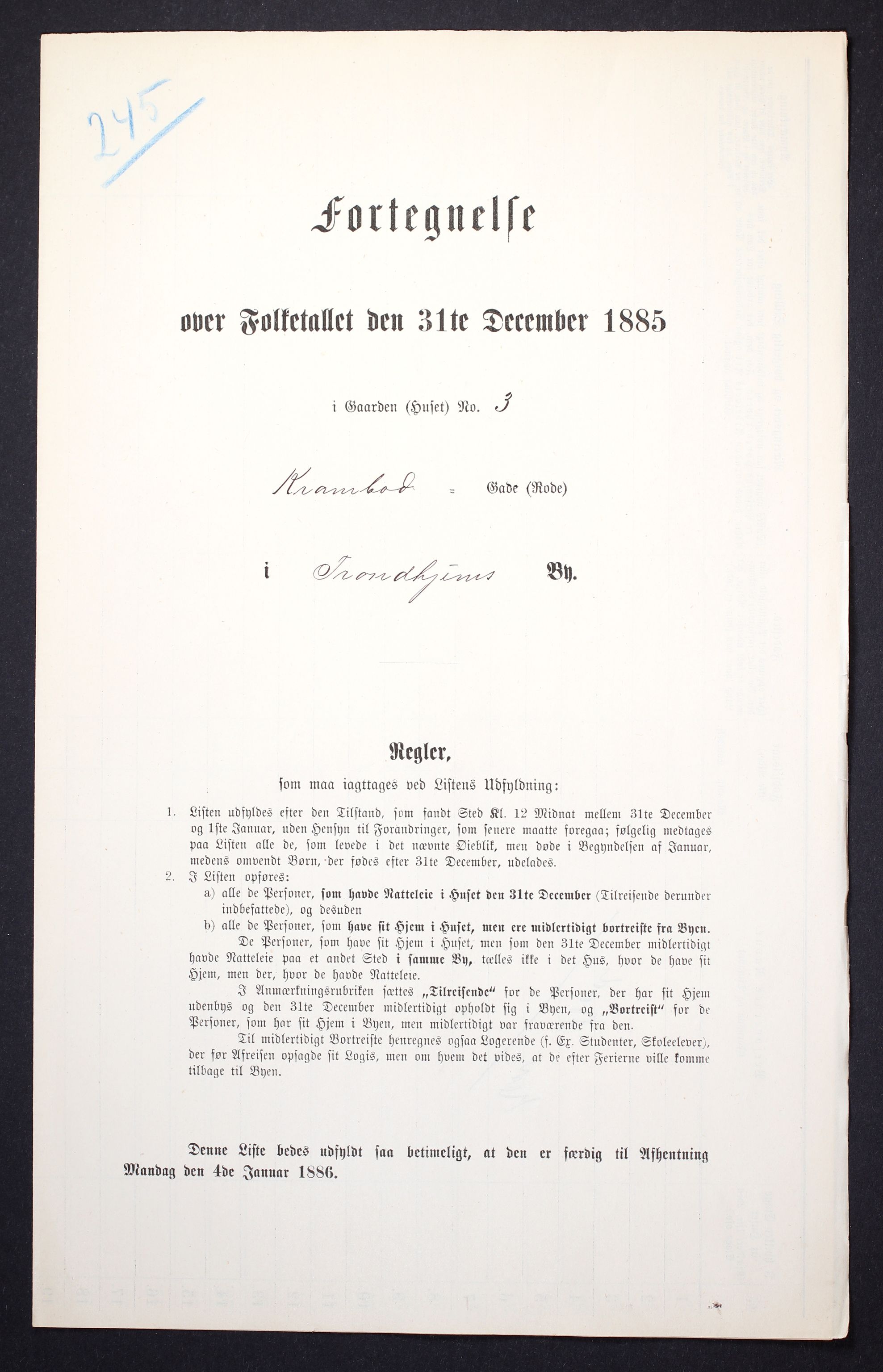 SAT, 1885 census for 1601 Trondheim, 1885, p. 1048