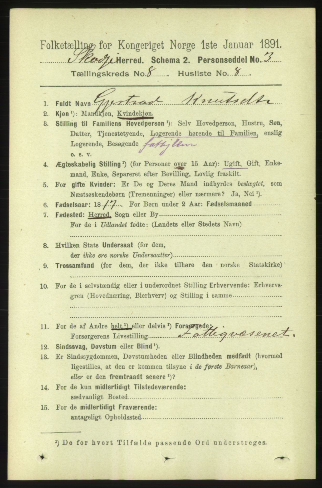 RA, 1891 census for 1529 Skodje, 1891, p. 1735