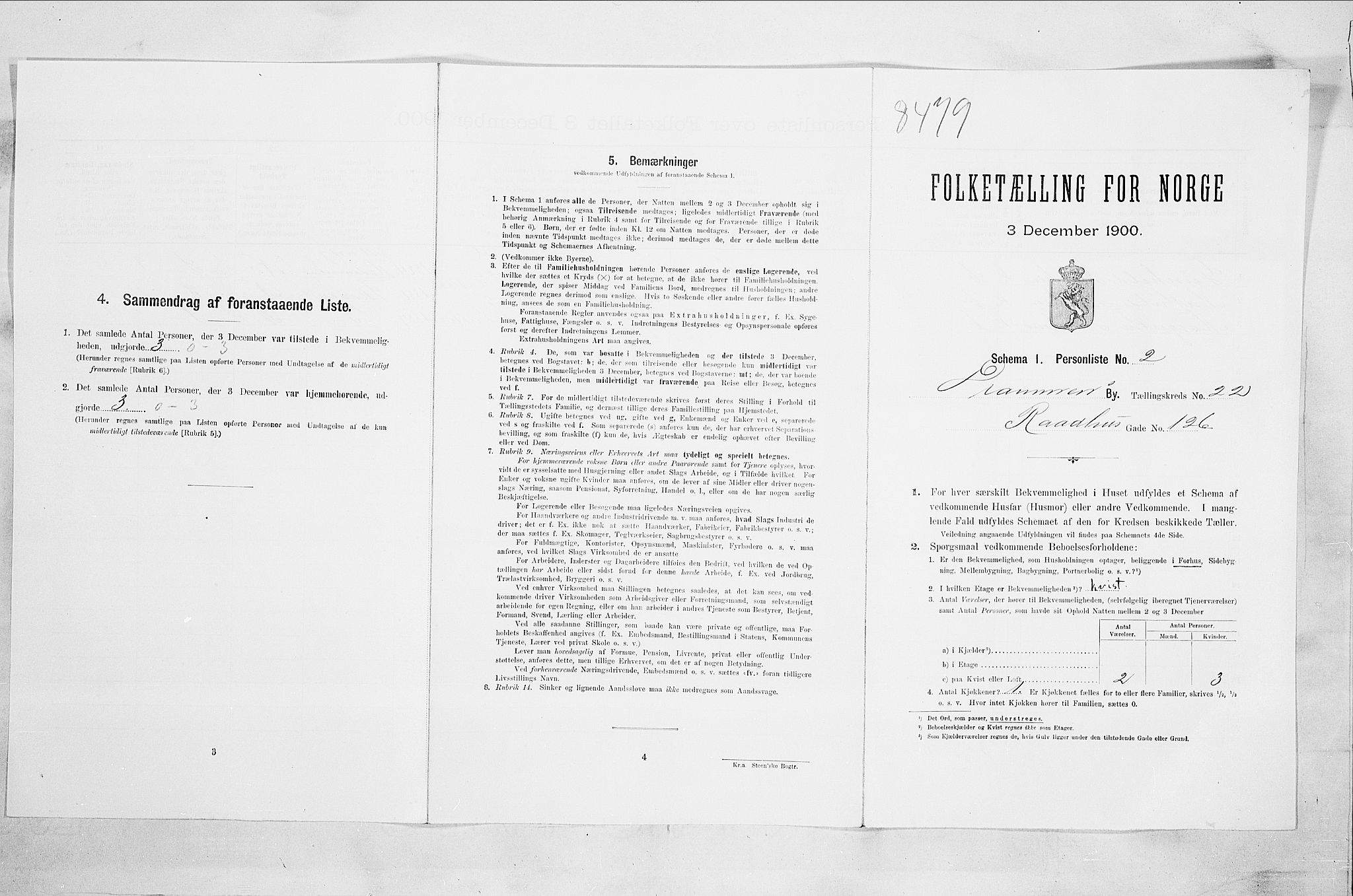 RA, 1900 census for Drammen, 1900, p. 3747