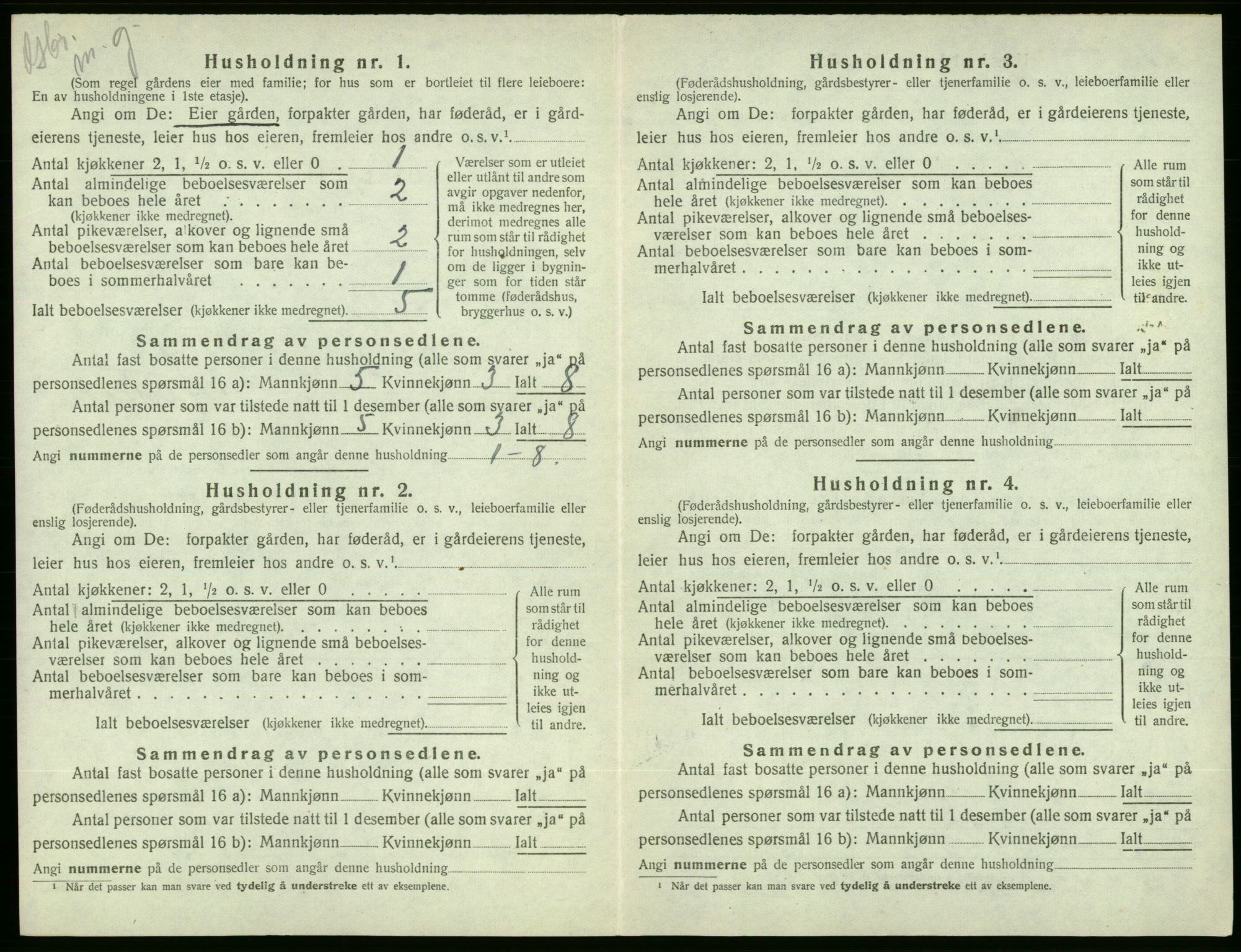 SAB, 1920 census for Ølen, 1920, p. 357