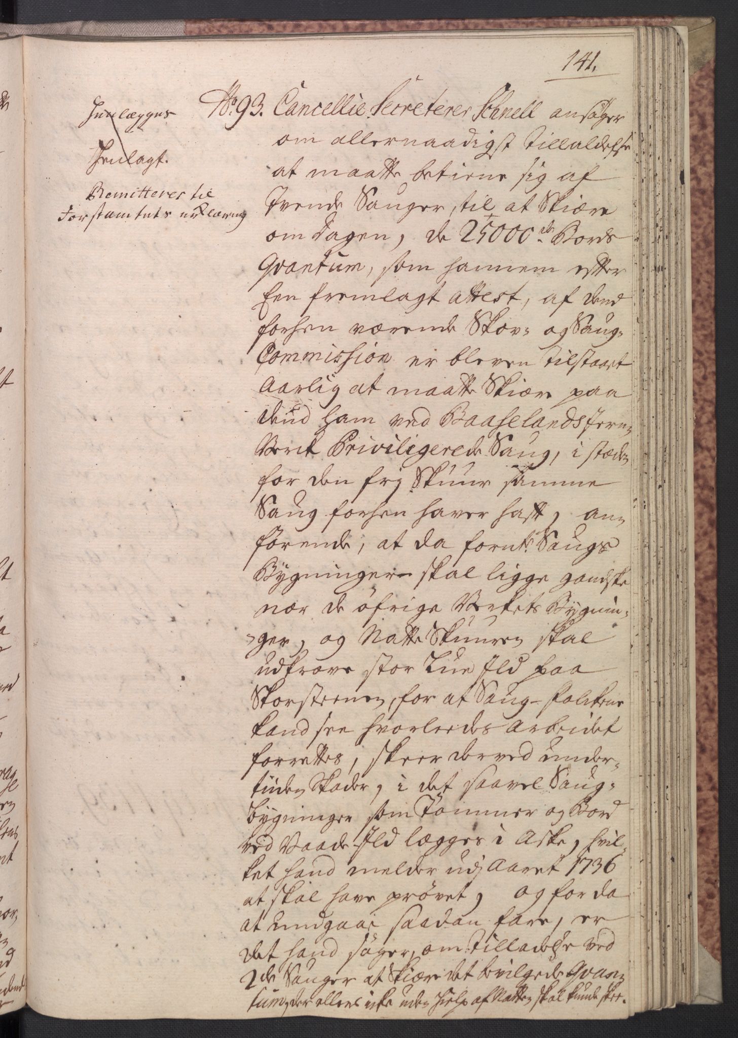 Rentekammeret, Kammerkanselliet, RA/EA-3111/G/Gh/Gha/L0021: Norsk ekstraktmemorialprotokoll (merket RK 53.66), 1739, p. 141