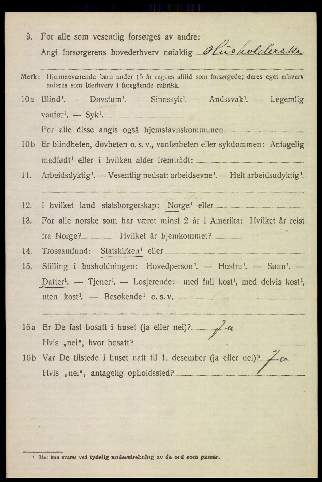 SAH, 1920 census for Tynset, 1920, p. 8607