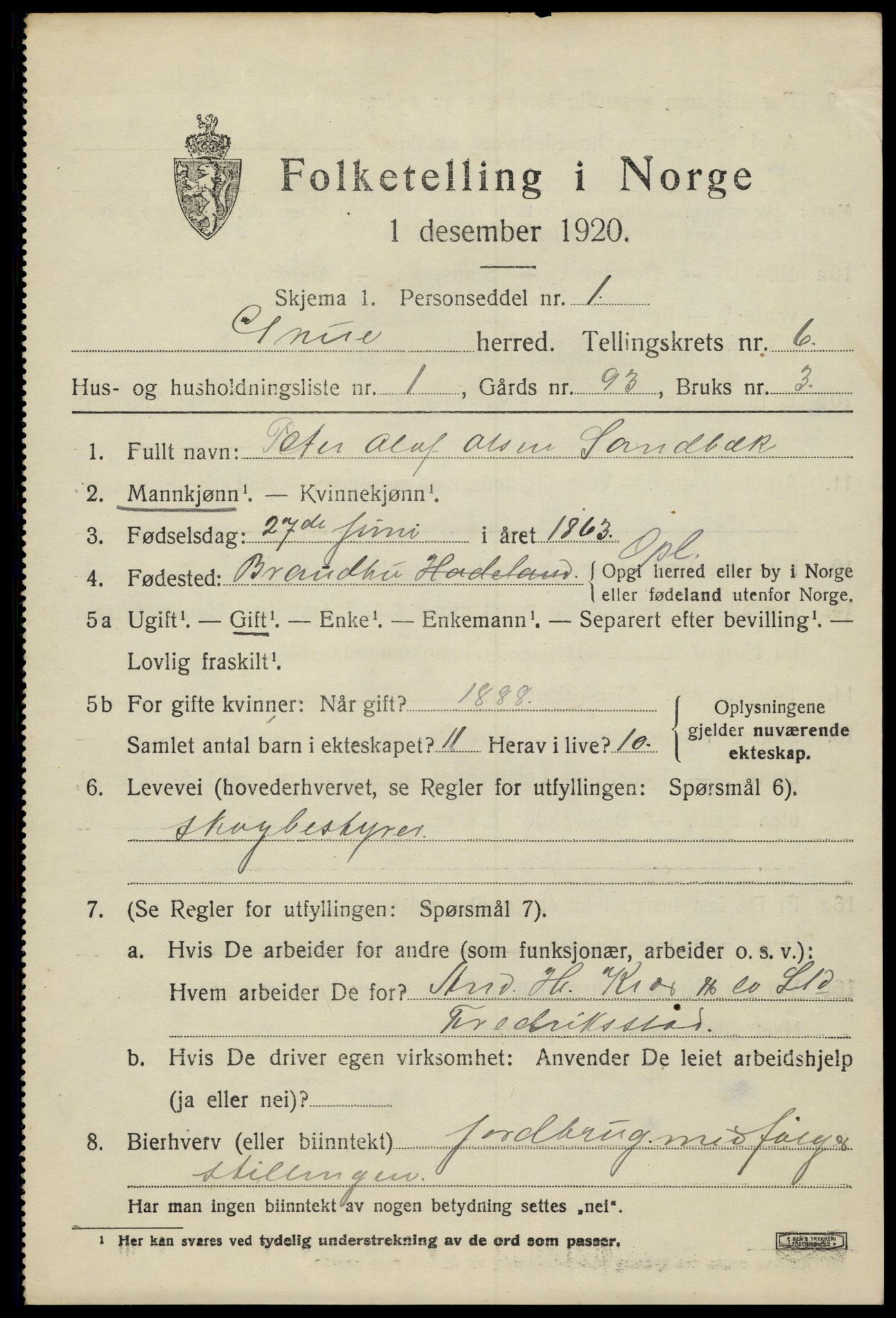 SAH, 1920 census for Grue, 1920, p. 5901