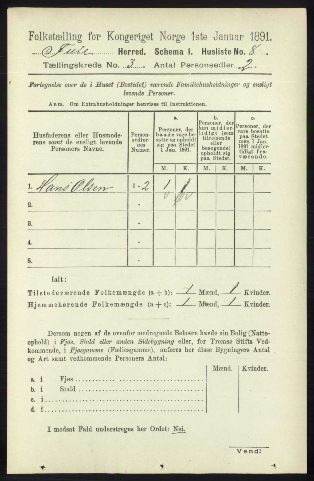 RA, 1891 census for 1241 Fusa, 1891, p. 494