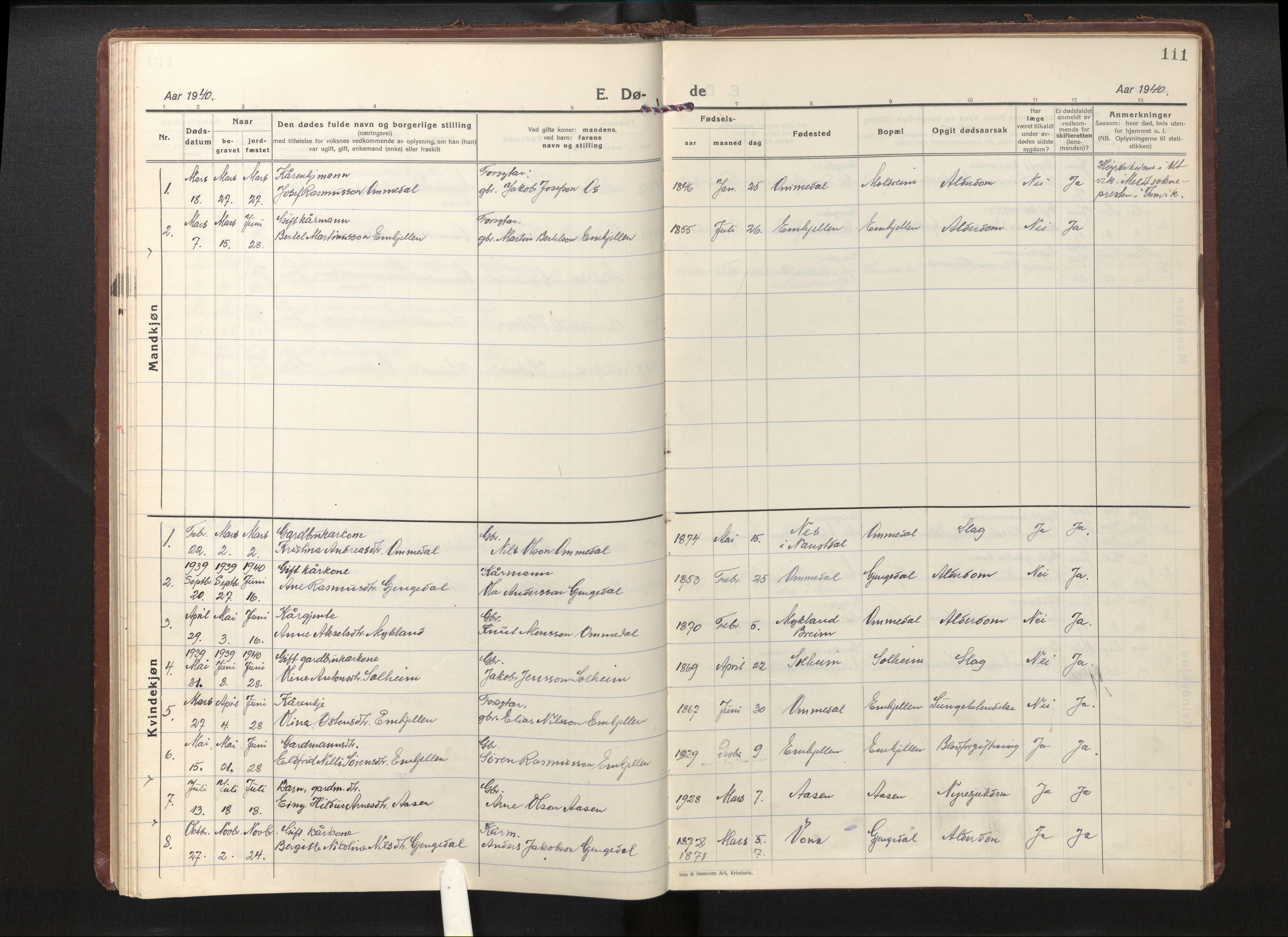 Gloppen sokneprestembete, AV/SAB-A-80101/H/Haa/Haae/L0003: Parish register (official) no. E 3, 1925-1951, p. 110b-111a