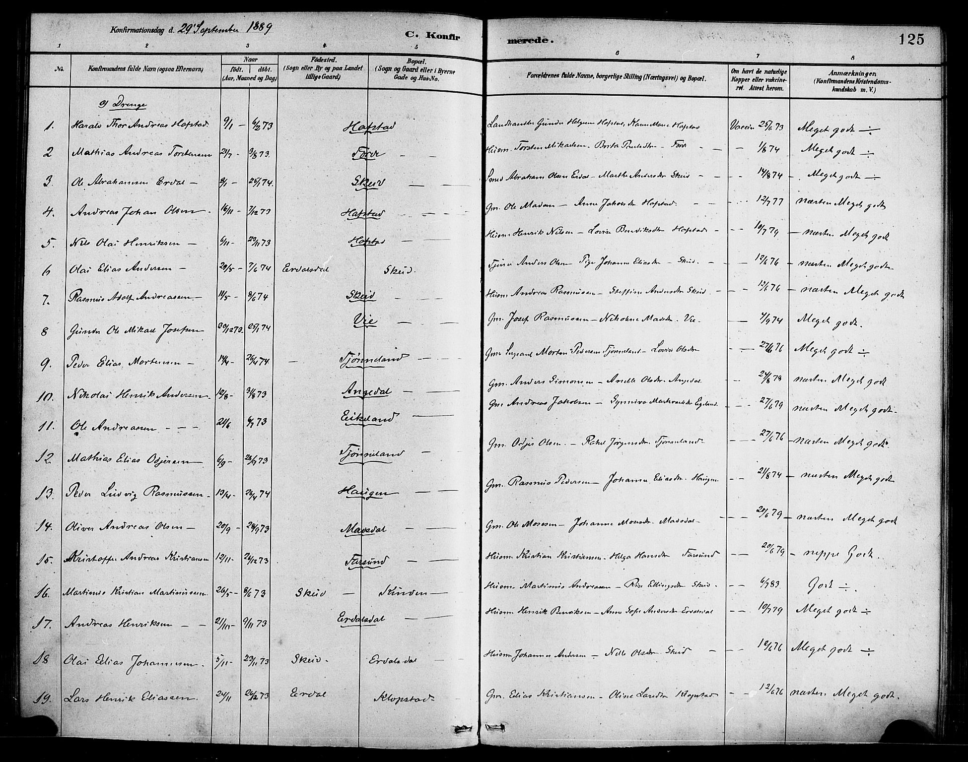 Førde sokneprestembete, SAB/A-79901/H/Haa/Haab/L0001: Parish register (official) no. B 1, 1880-1898, p. 125