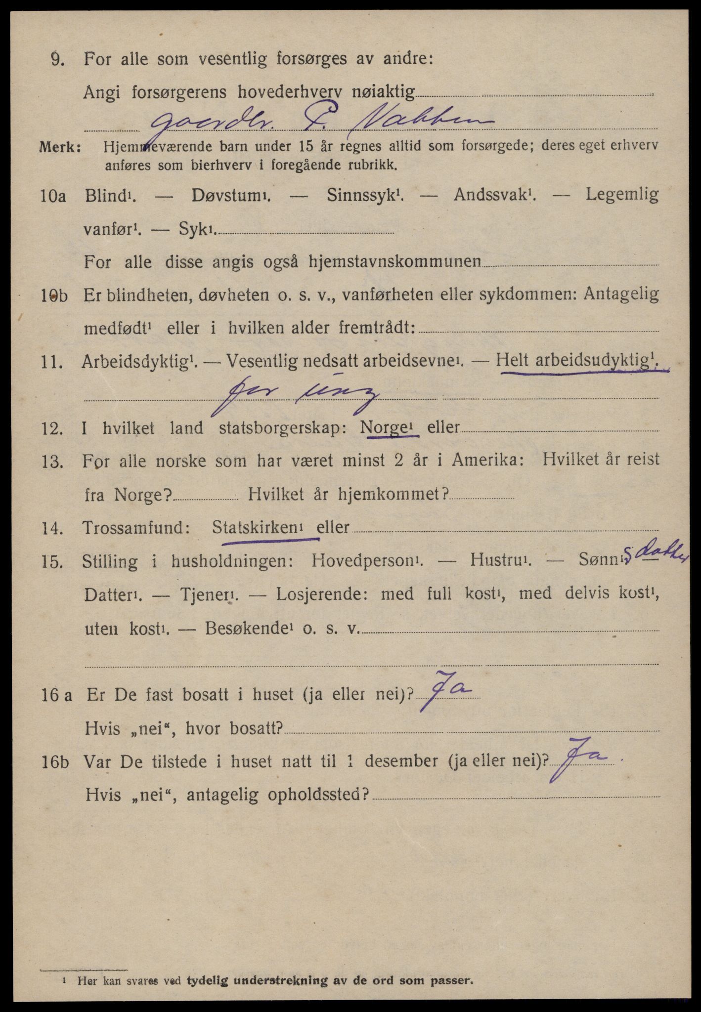 SAT, 1920 census for Halsa, 1920, p. 1638