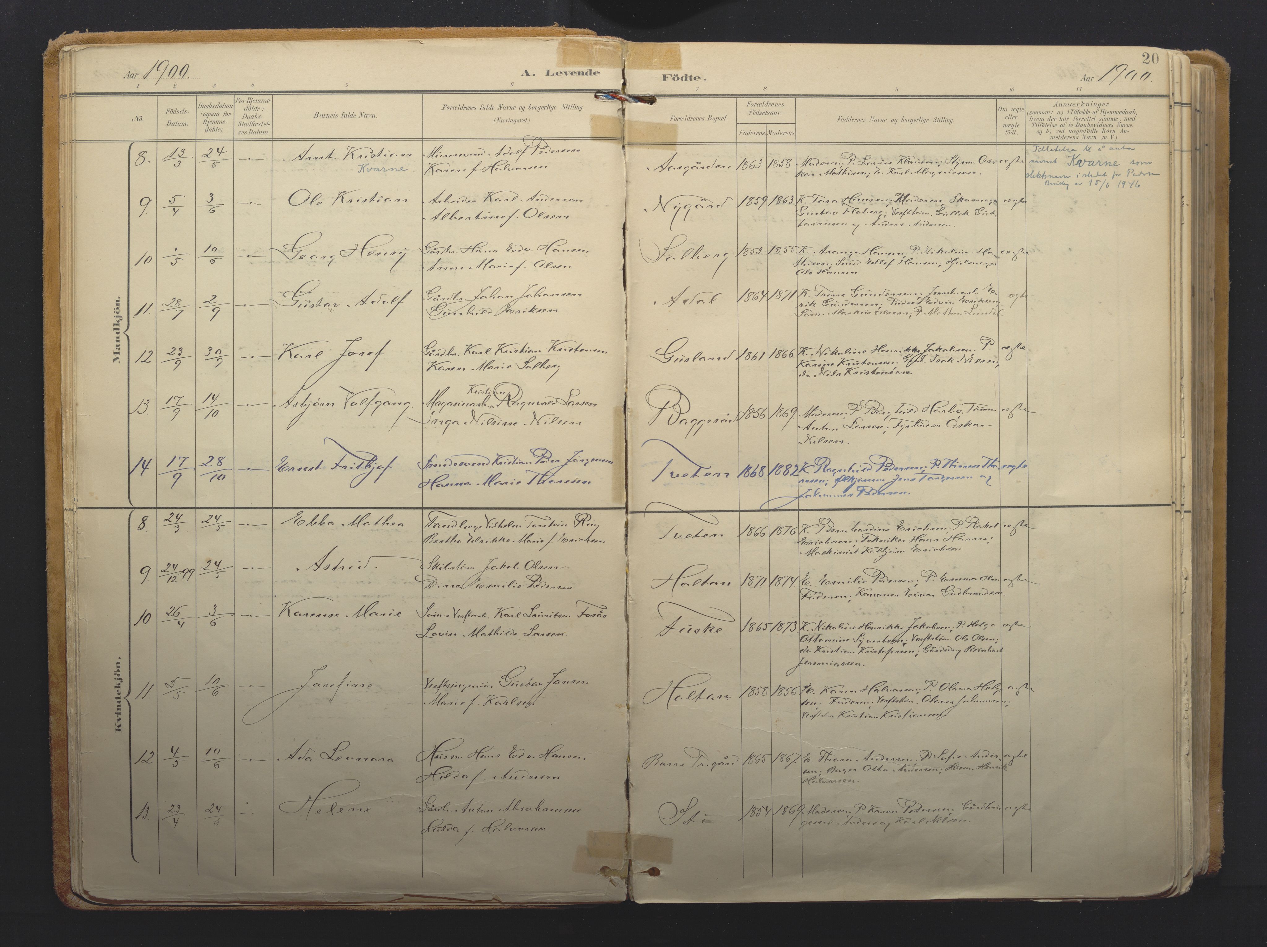 Borre kirkebøker, AV/SAKO-A-338/F/Fa/L0011: Parish register (official) no. I 11, 1897-1921, p. 20