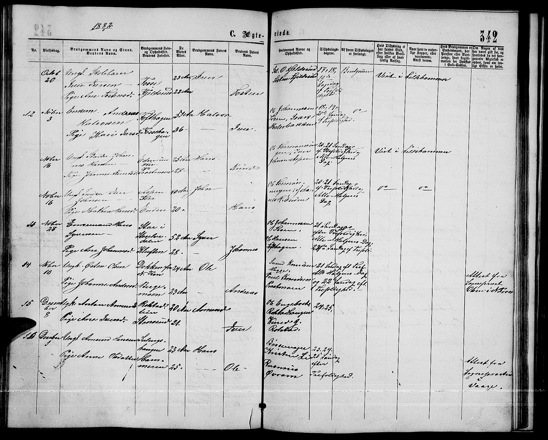 Sør-Fron prestekontor, SAH/PREST-010/H/Ha/Hab/L0002: Parish register (copy) no. 2, 1864-1883, p. 342