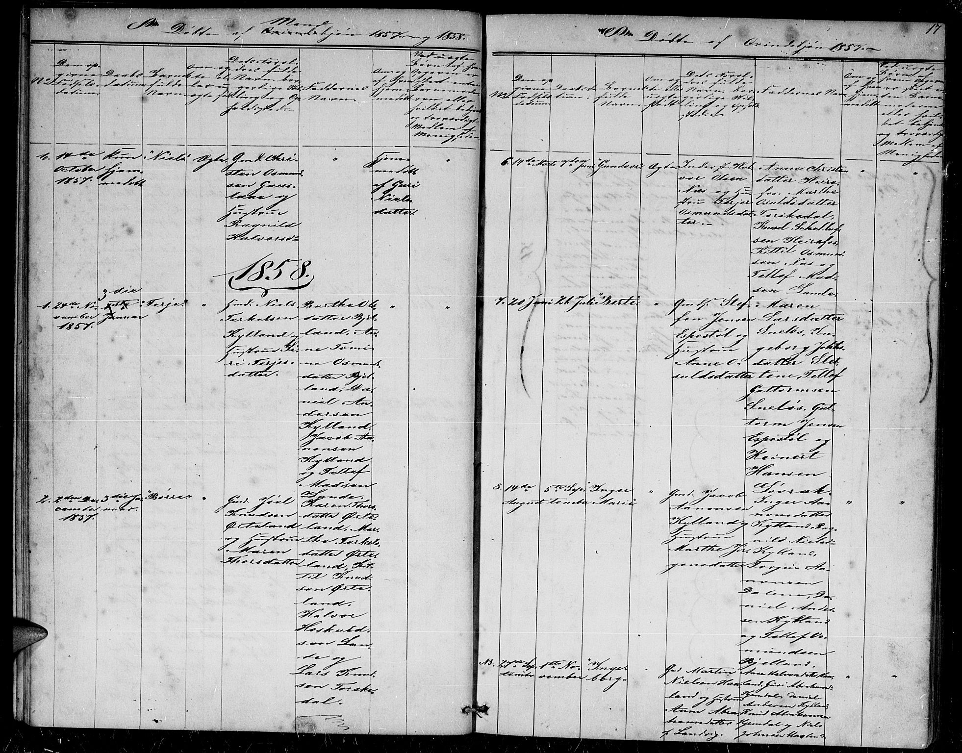 Herefoss sokneprestkontor, SAK/1111-0019/F/Fb/Fba/L0001: Parish register (copy) no. B 1, 1851-1868, p. 17