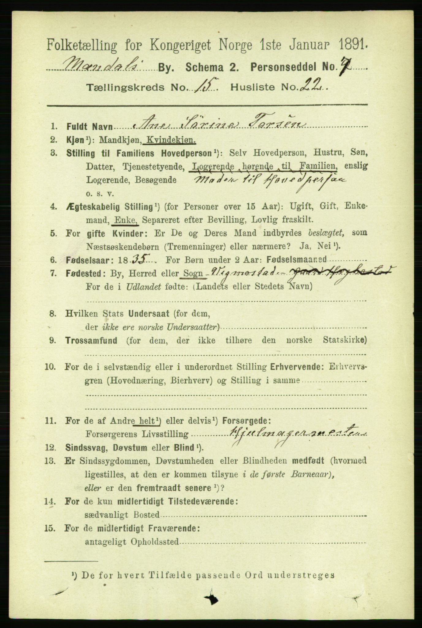 RA, 1891 census for 1002 Mandal, 1891, p. 3458