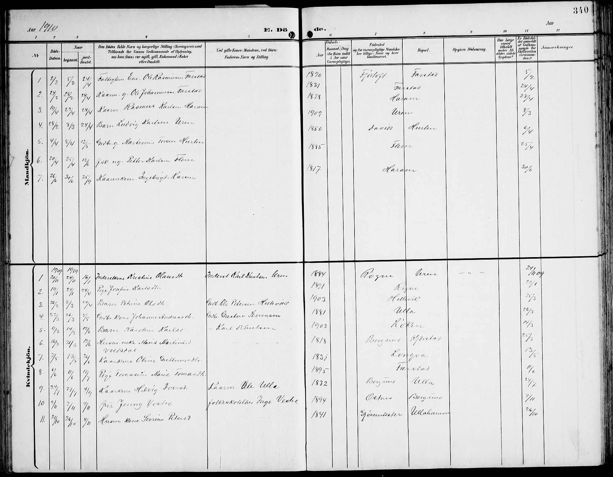 Ministerialprotokoller, klokkerbøker og fødselsregistre - Møre og Romsdal, AV/SAT-A-1454/536/L0511: Parish register (copy) no. 536C06, 1899-1944, p. 340