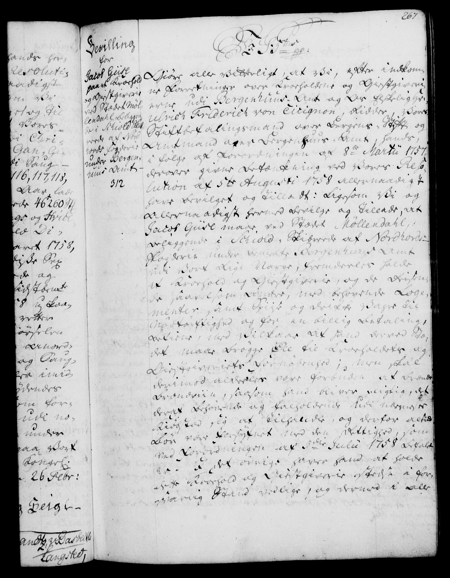 Rentekammeret, Kammerkanselliet, RA/EA-3111/G/Gg/Gga/L0007: Norsk ekspedisjonsprotokoll med register (merket RK 53.7), 1759-1768, p. 267