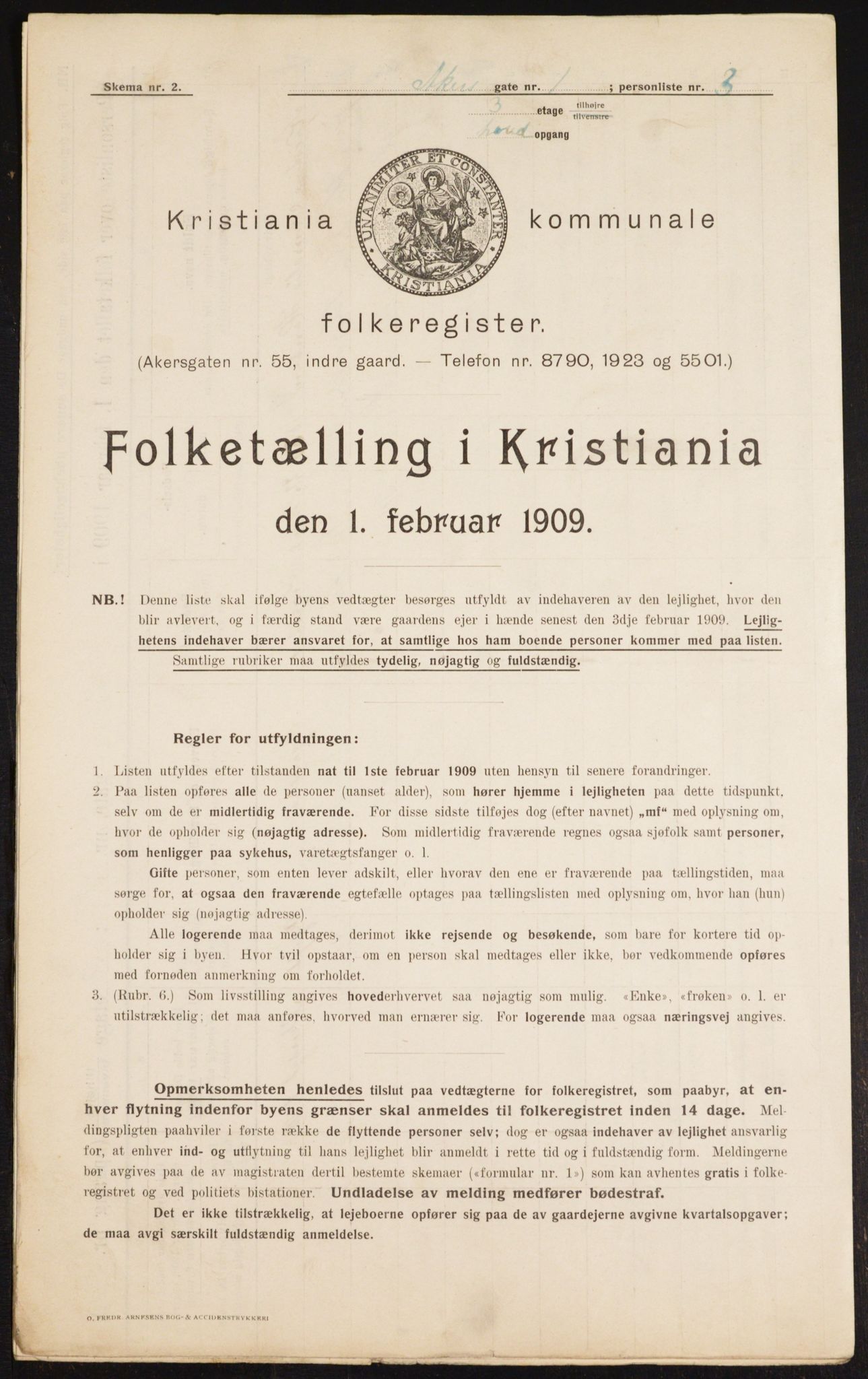 OBA, Municipal Census 1909 for Kristiania, 1909, p. 293