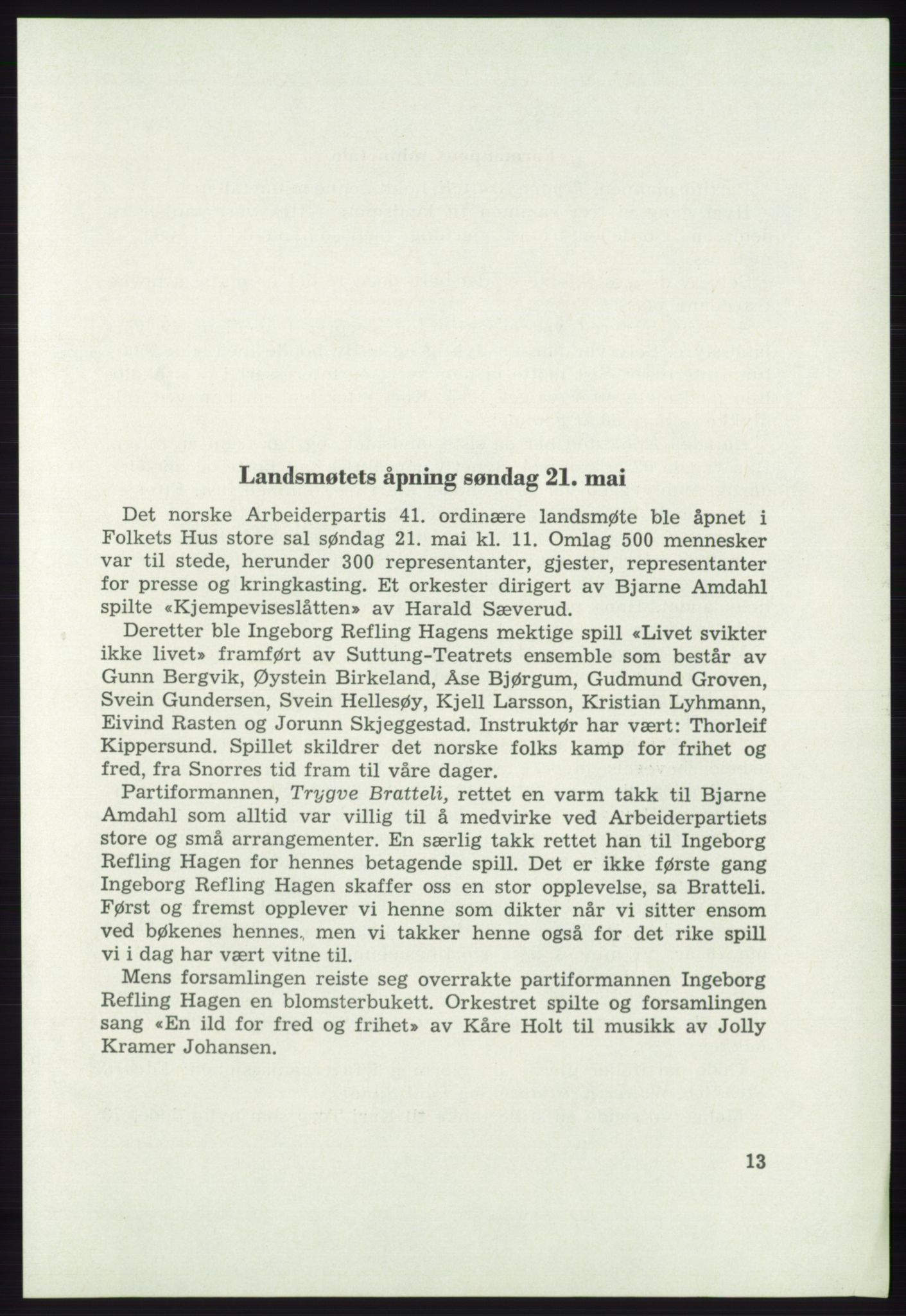 Det norske Arbeiderparti - publikasjoner, AAB/-/-/-: Protokoll over forhandlingene på det 41. ordinære landsmøte 21.-23. mai 1967 i Oslo, 1967, p. 13