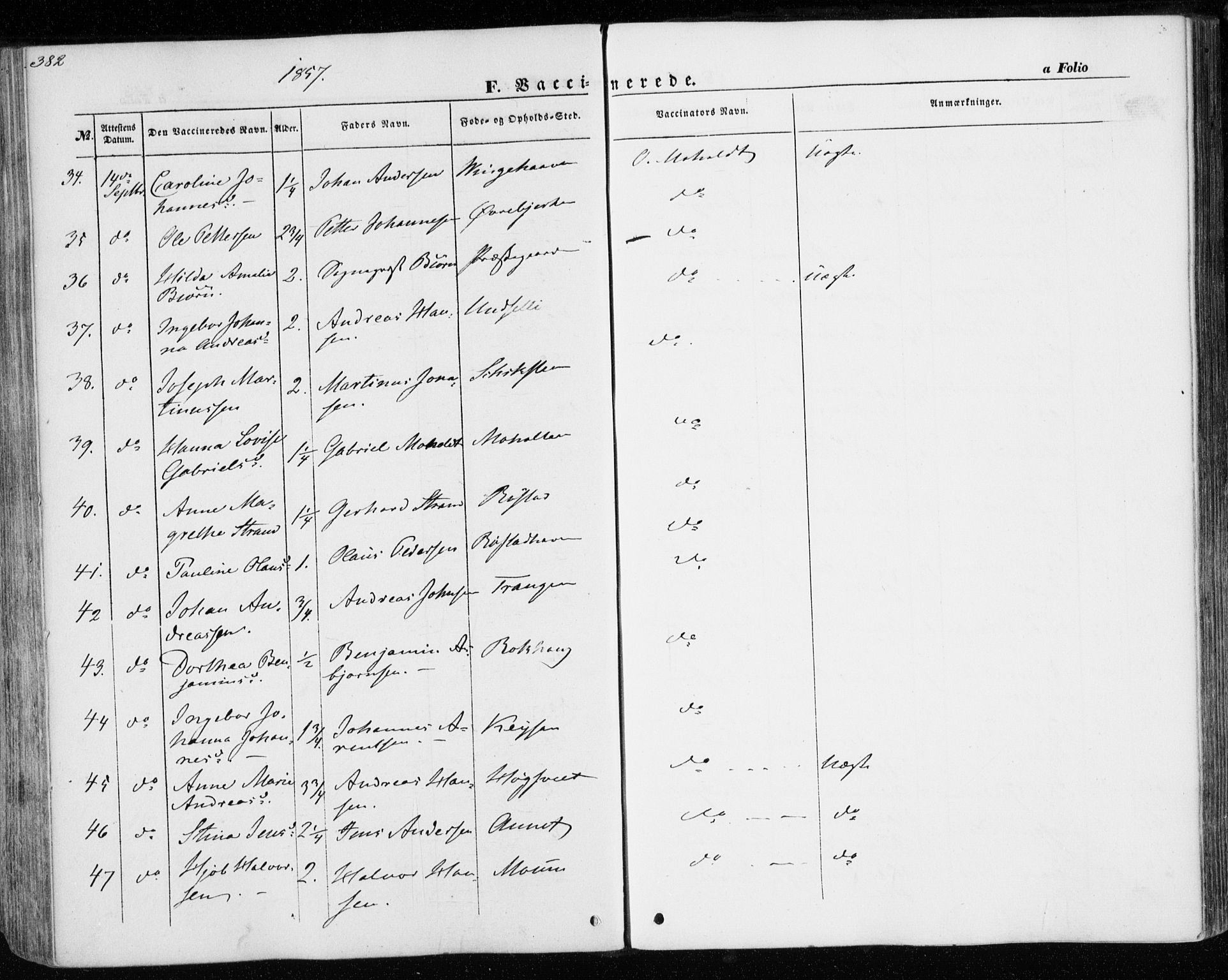Ministerialprotokoller, klokkerbøker og fødselsregistre - Nord-Trøndelag, SAT/A-1458/701/L0008: Parish register (official) no. 701A08 /1, 1854-1863, p. 382