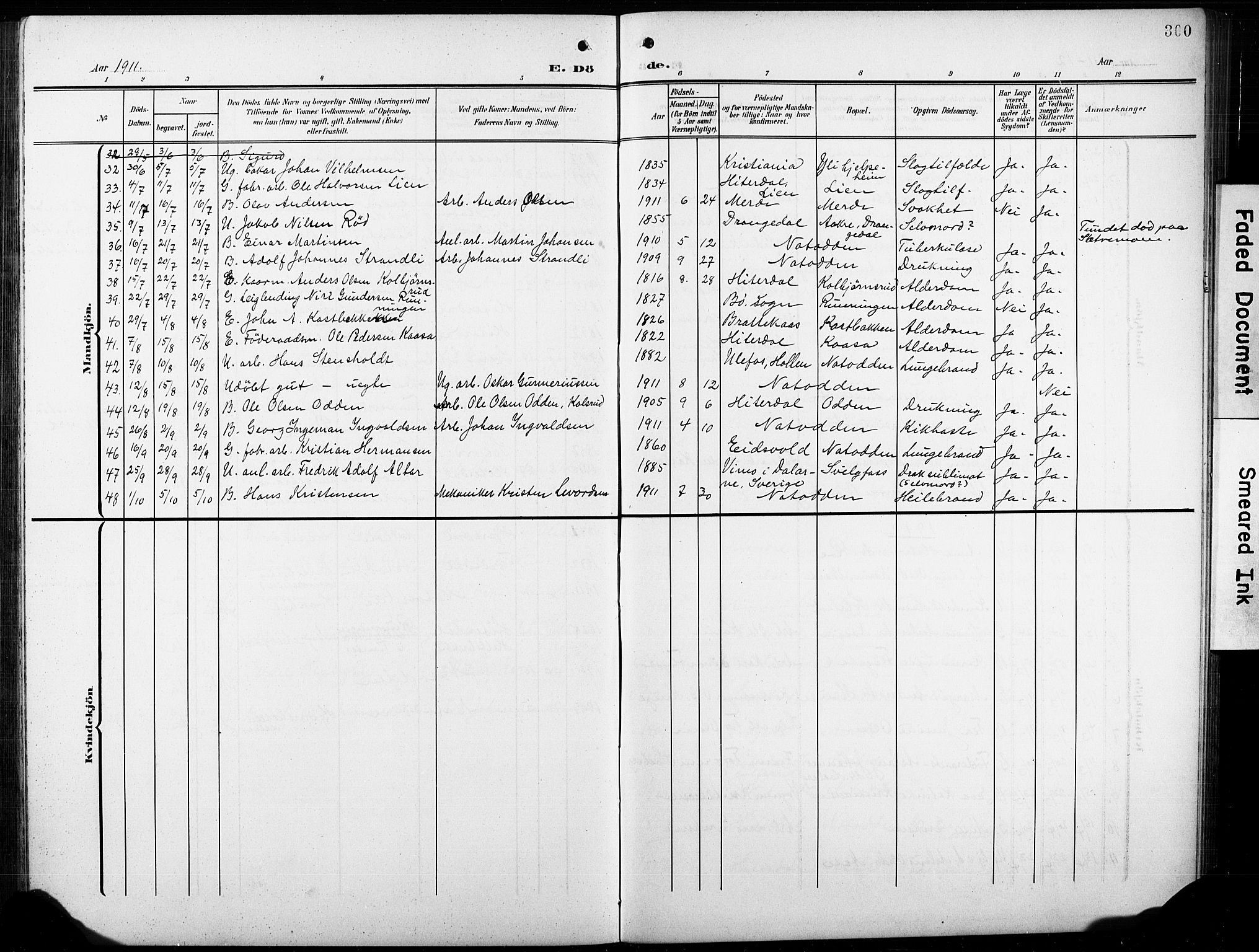 Heddal kirkebøker, SAKO/A-268/G/Ga/L0003: Parish register (copy) no. I 3, 1908-1932, p. 300