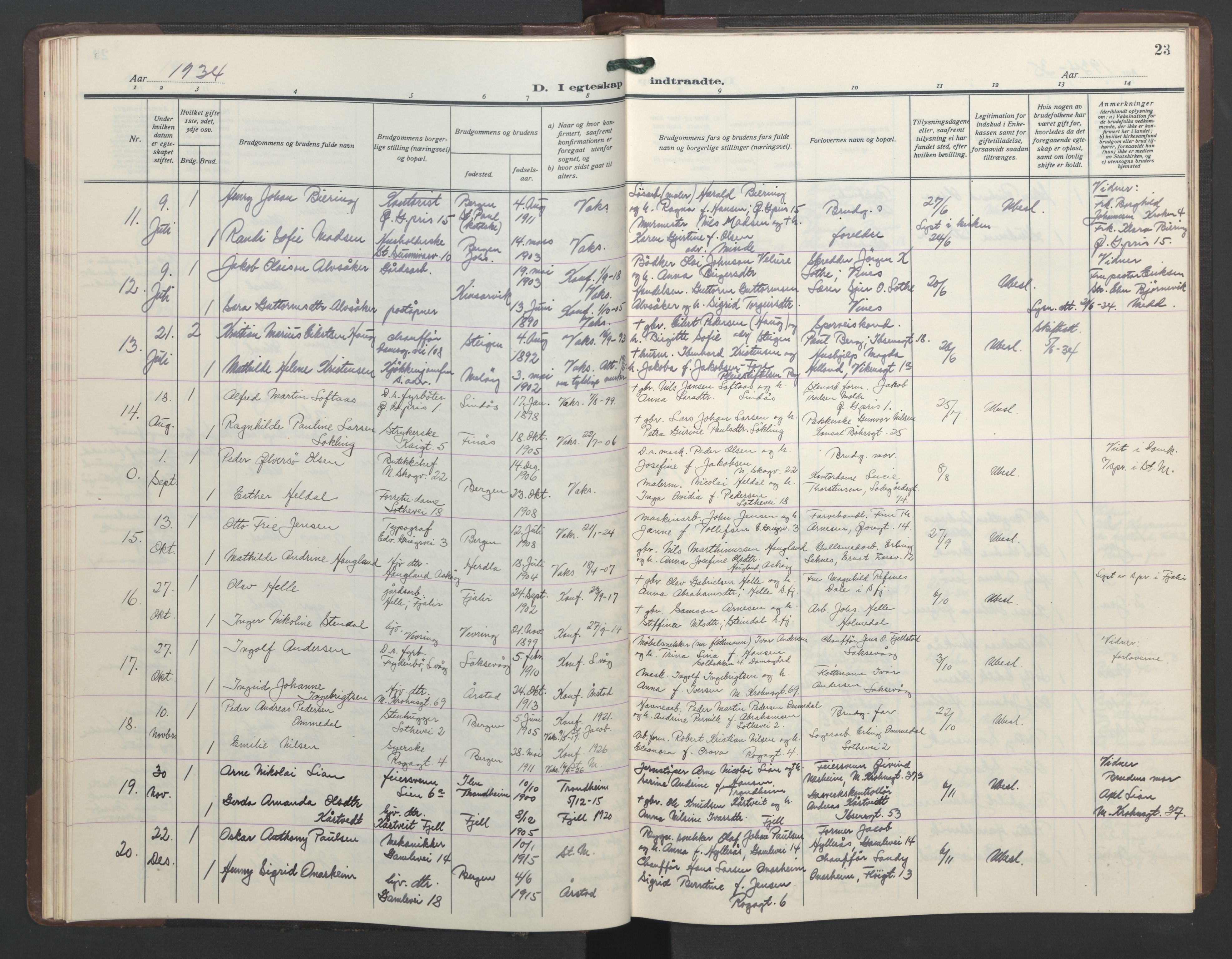 St. Markus sokneprestembete, AV/SAB-A-99935: Parish register (copy) no. C 1, 1928-1947, p. 22b-23a