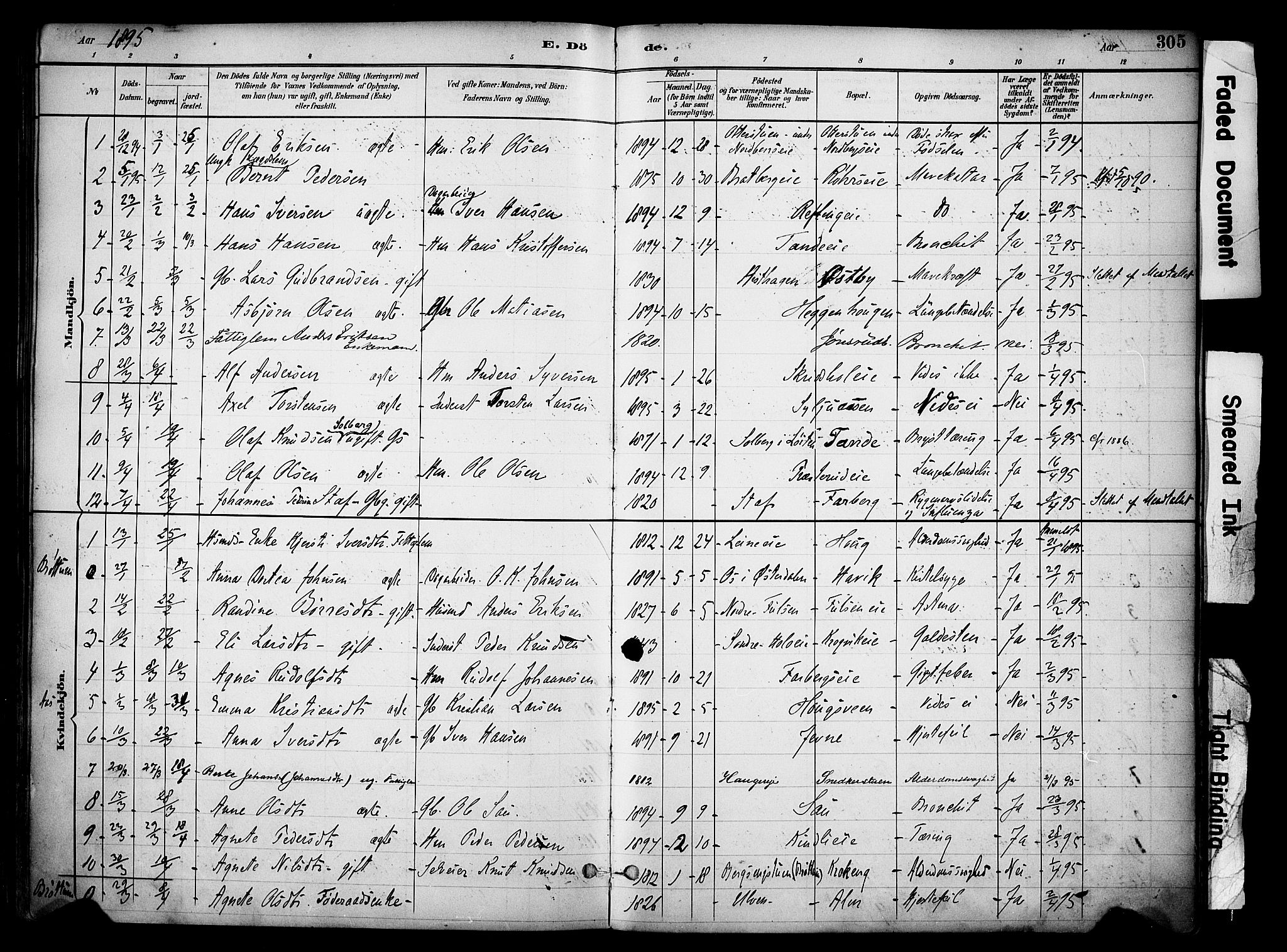 Ringsaker prestekontor, AV/SAH-PREST-014/K/Ka/L0017: Parish register (official) no. 17, 1891-1902, p. 305