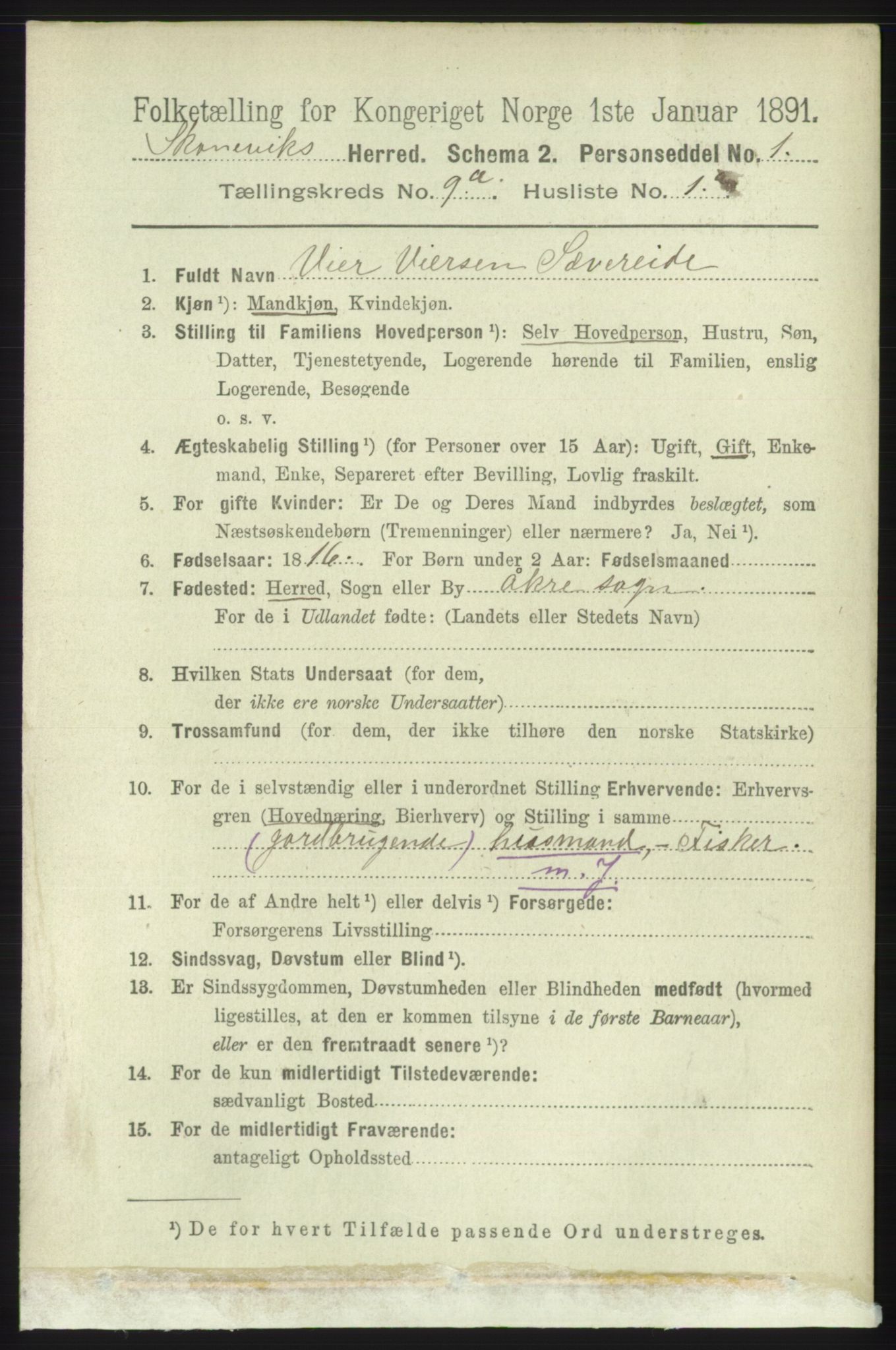 RA, 1891 census for 1212 Skånevik, 1891, p. 2554