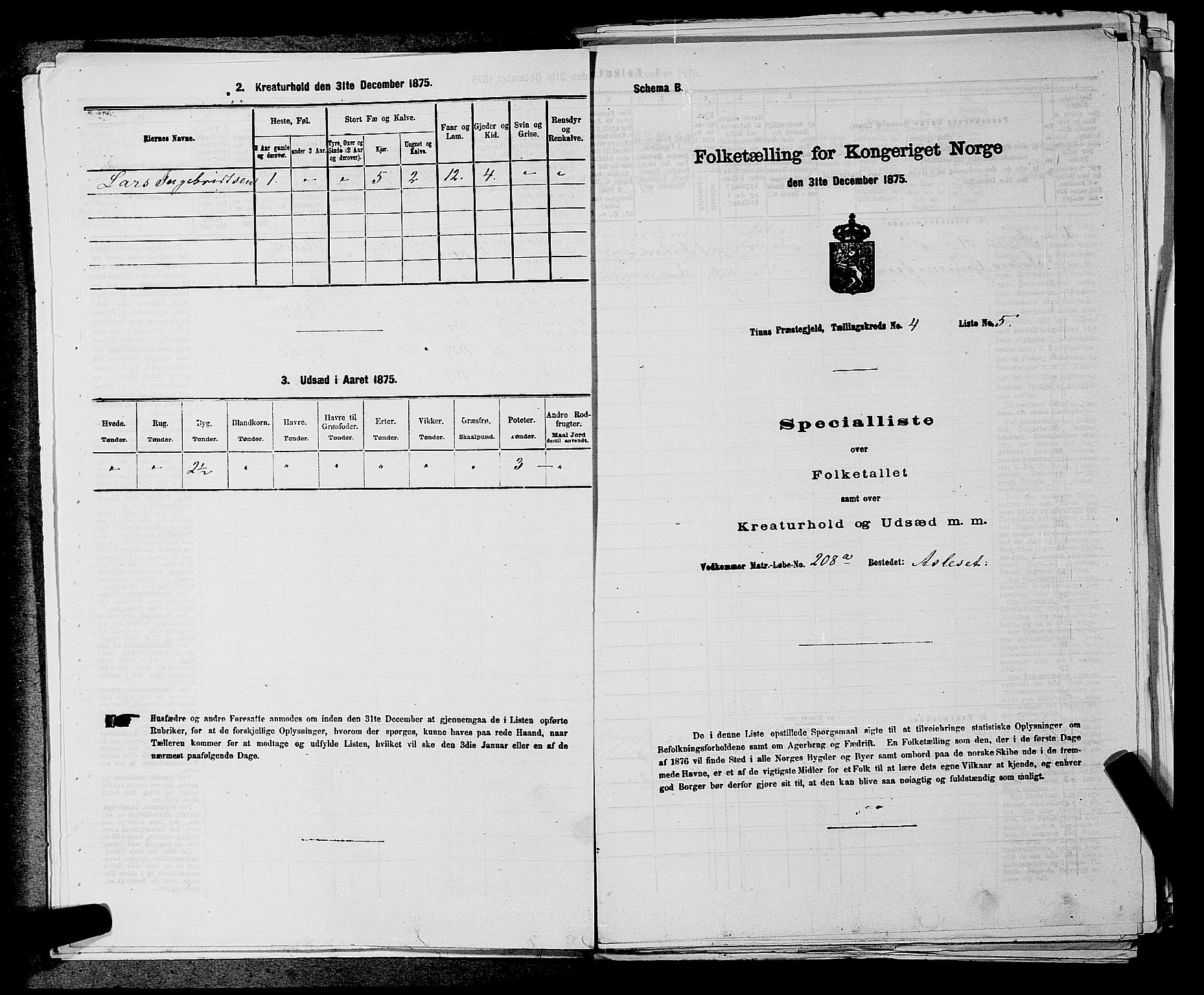 SAKO, 1875 census for 0826P Tinn, 1875, p. 468