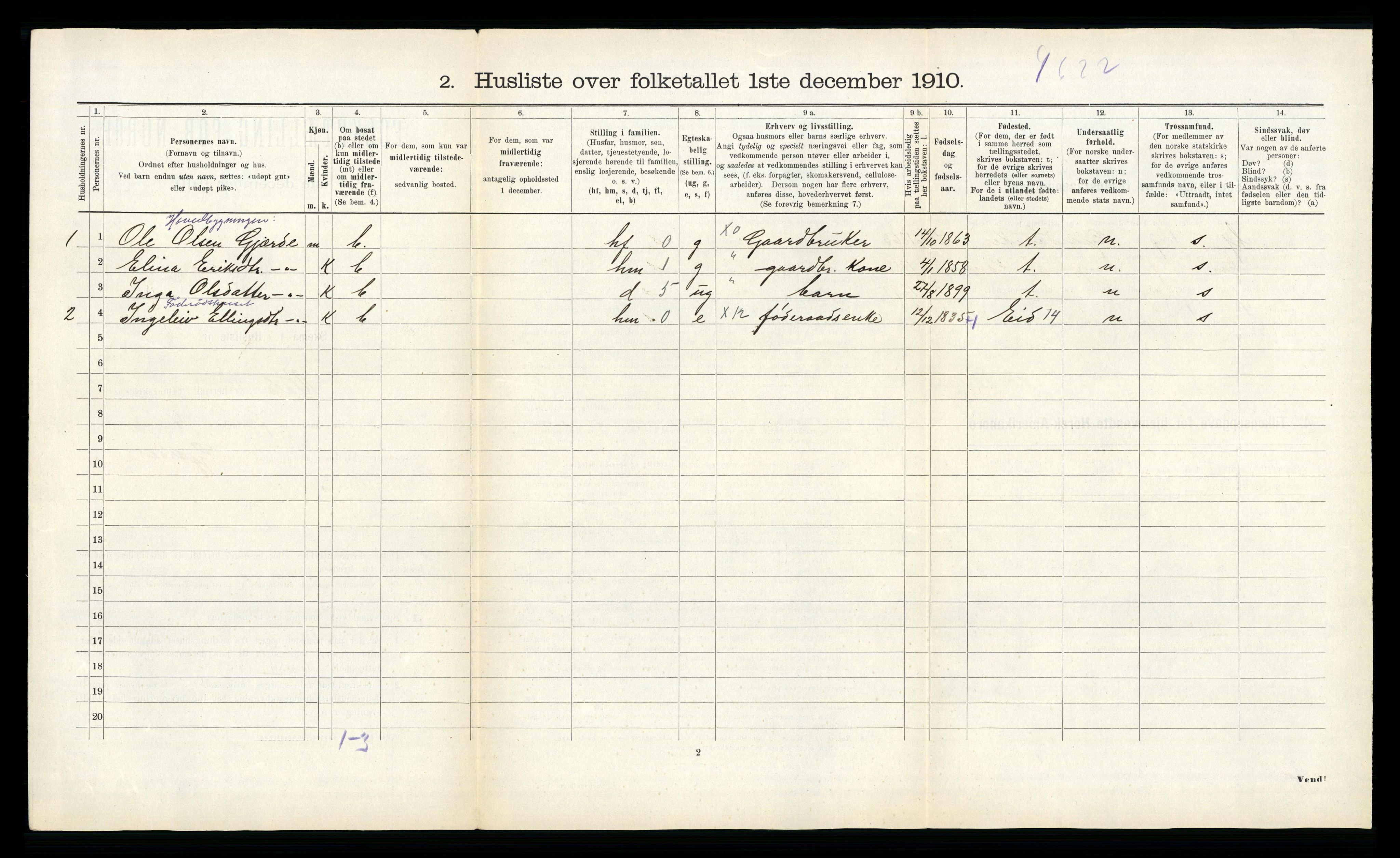 RA, 1910 census for Voll, 1910, p. 79