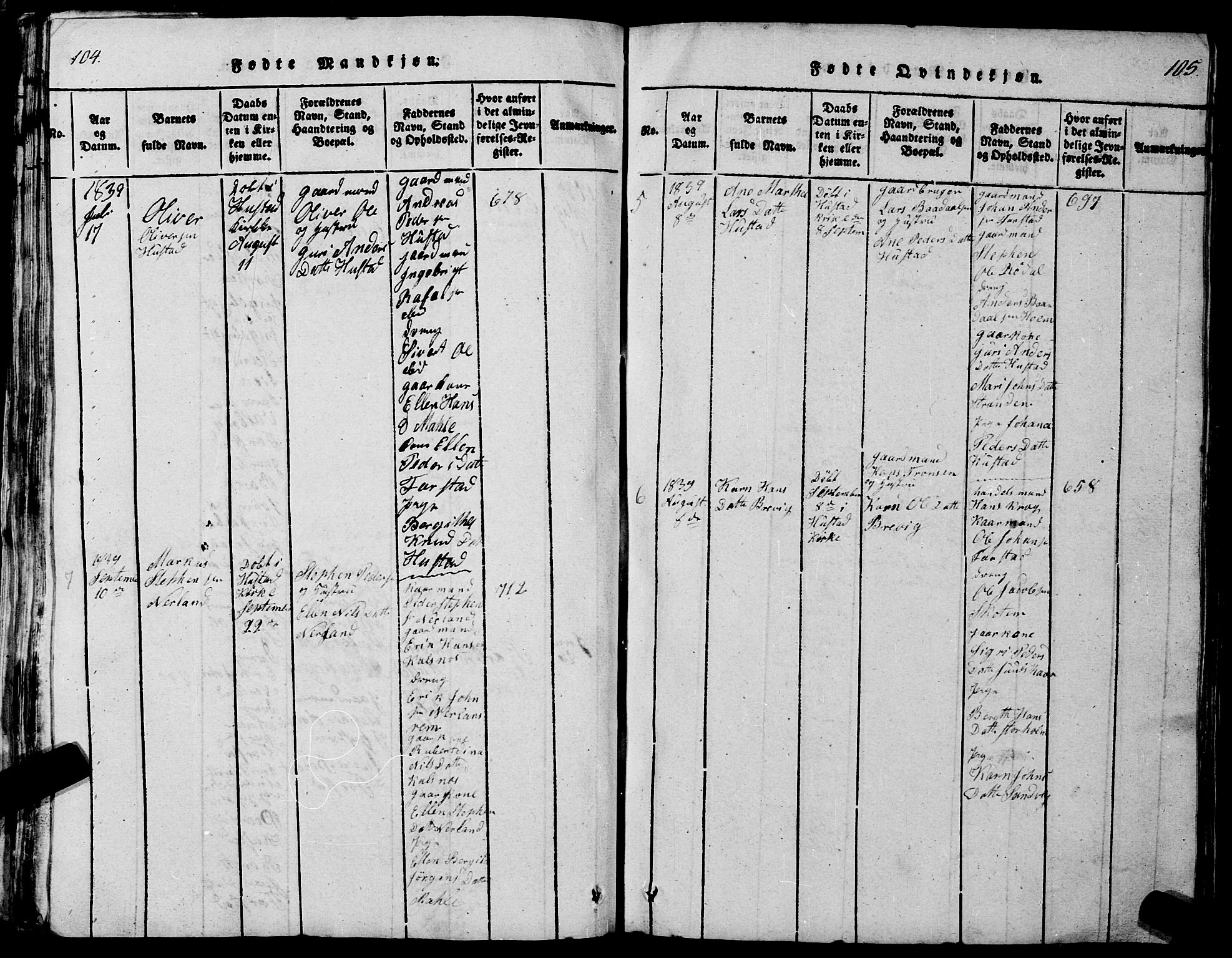 Ministerialprotokoller, klokkerbøker og fødselsregistre - Møre og Romsdal, SAT/A-1454/567/L0781: Parish register (copy) no. 567C01, 1818-1845, p. 104-105