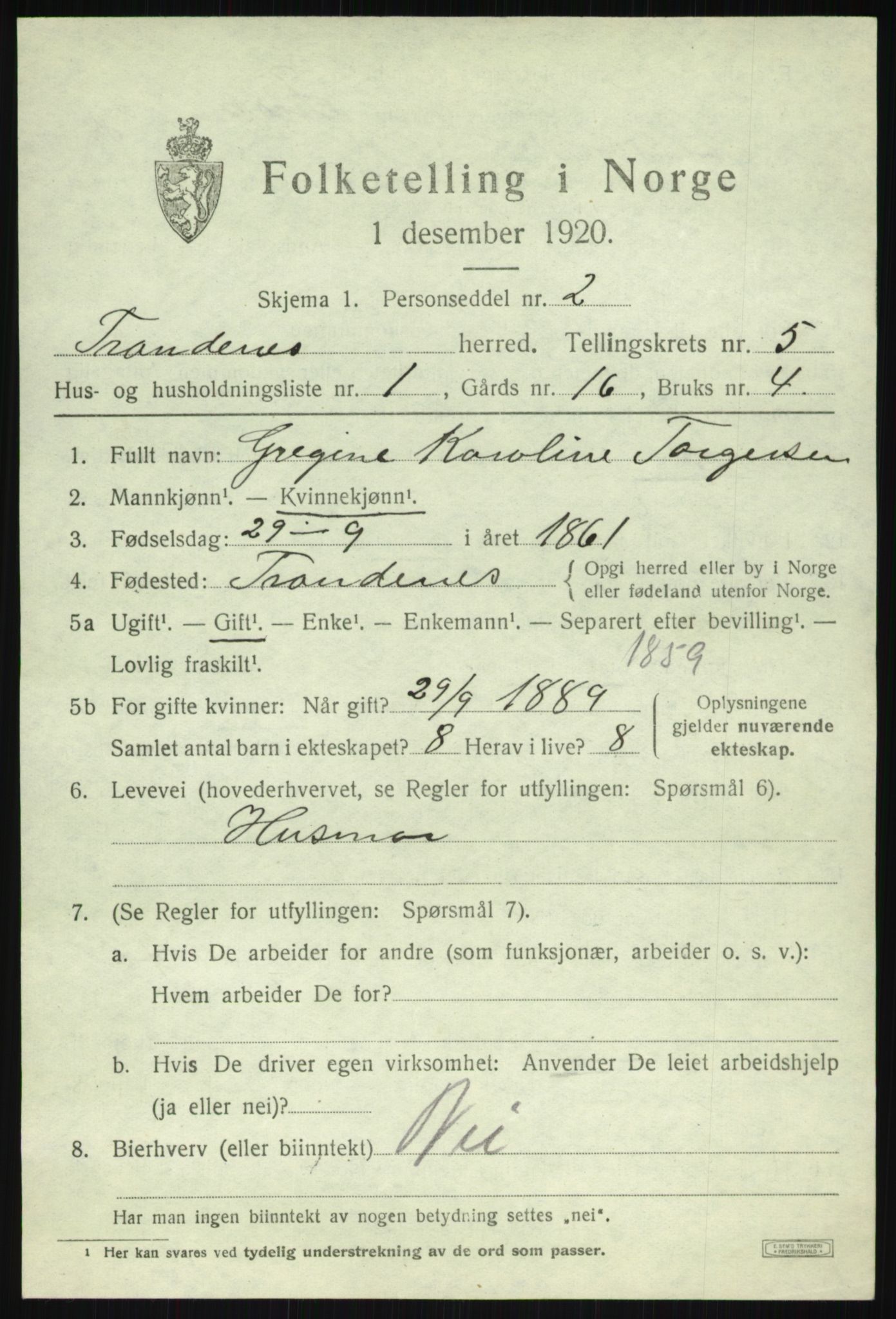 SATØ, 1920 census for Trondenes, 1920, p. 5289