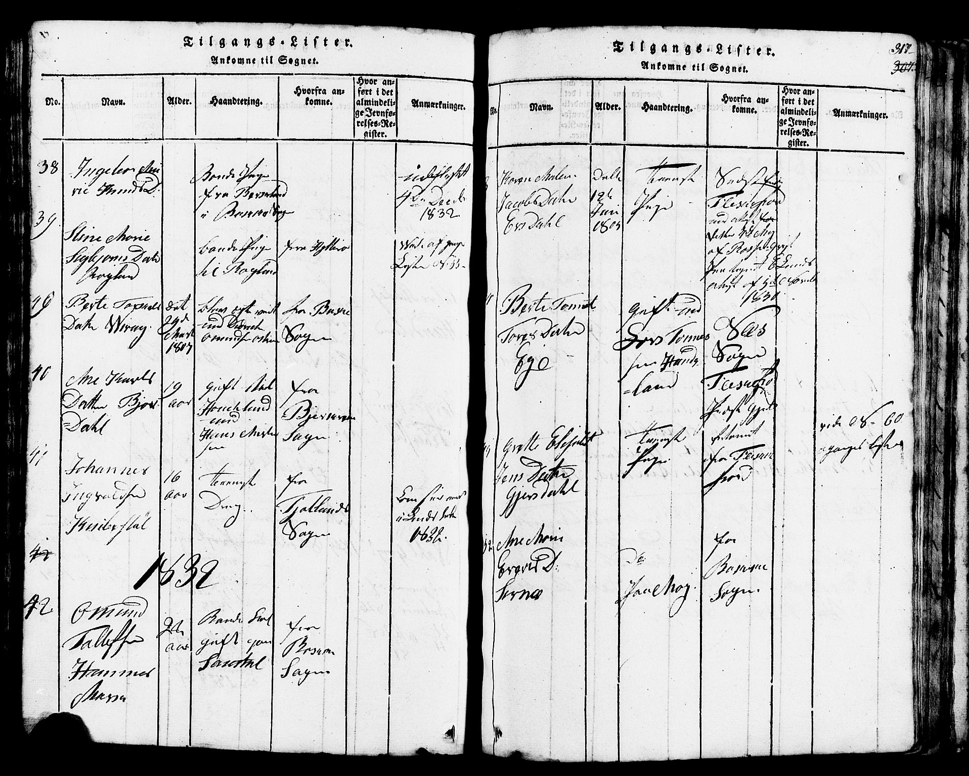 Lund sokneprestkontor, SAST/A-101809/S07/L0002: Parish register (copy) no. B 2, 1816-1832, p. 317