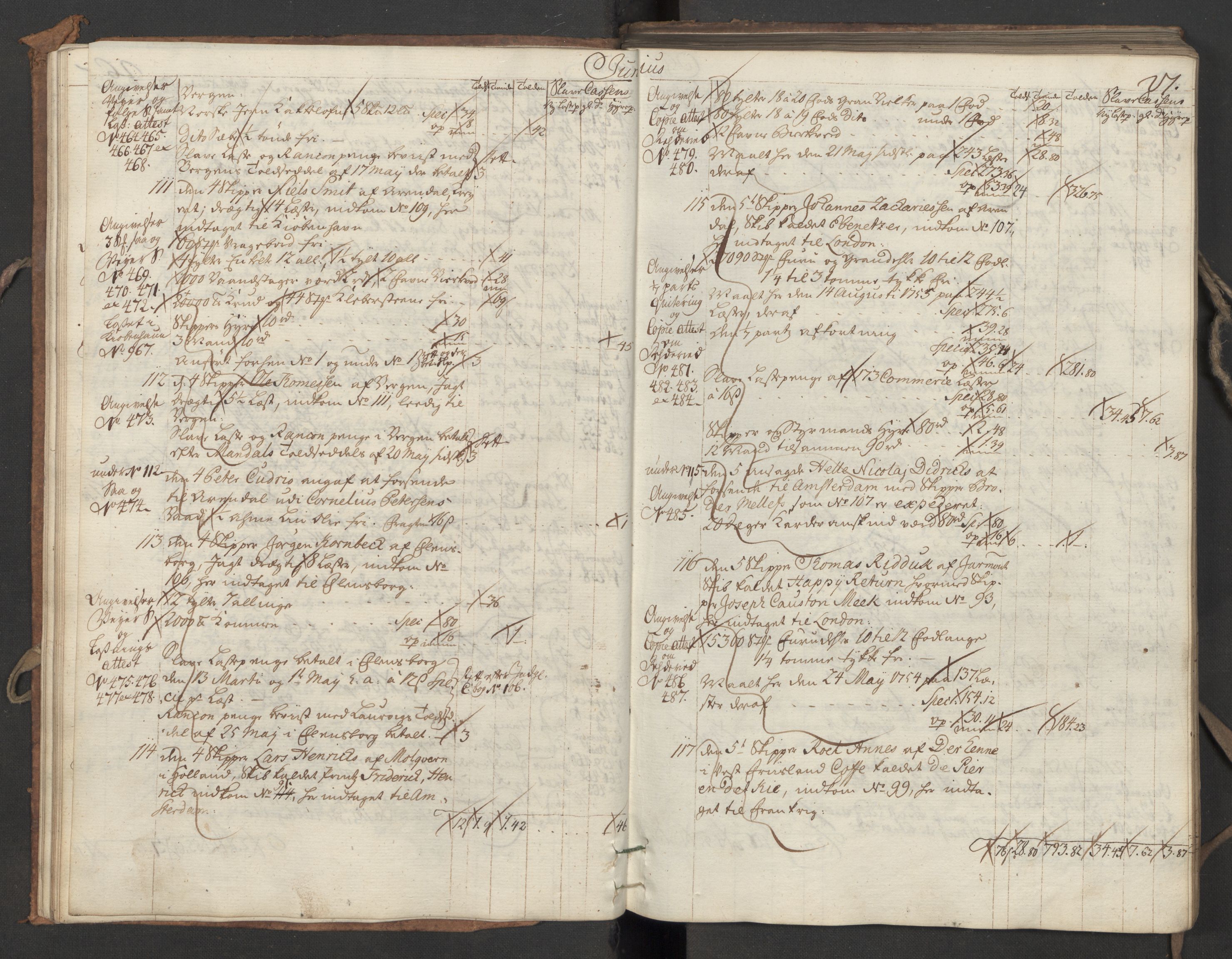 Generaltollkammeret, tollregnskaper, RA/EA-5490/R06/L0039/0001: Tollregnskaper Kristiania / Utgående hovedtollbok, 1756, p. 26b-27a