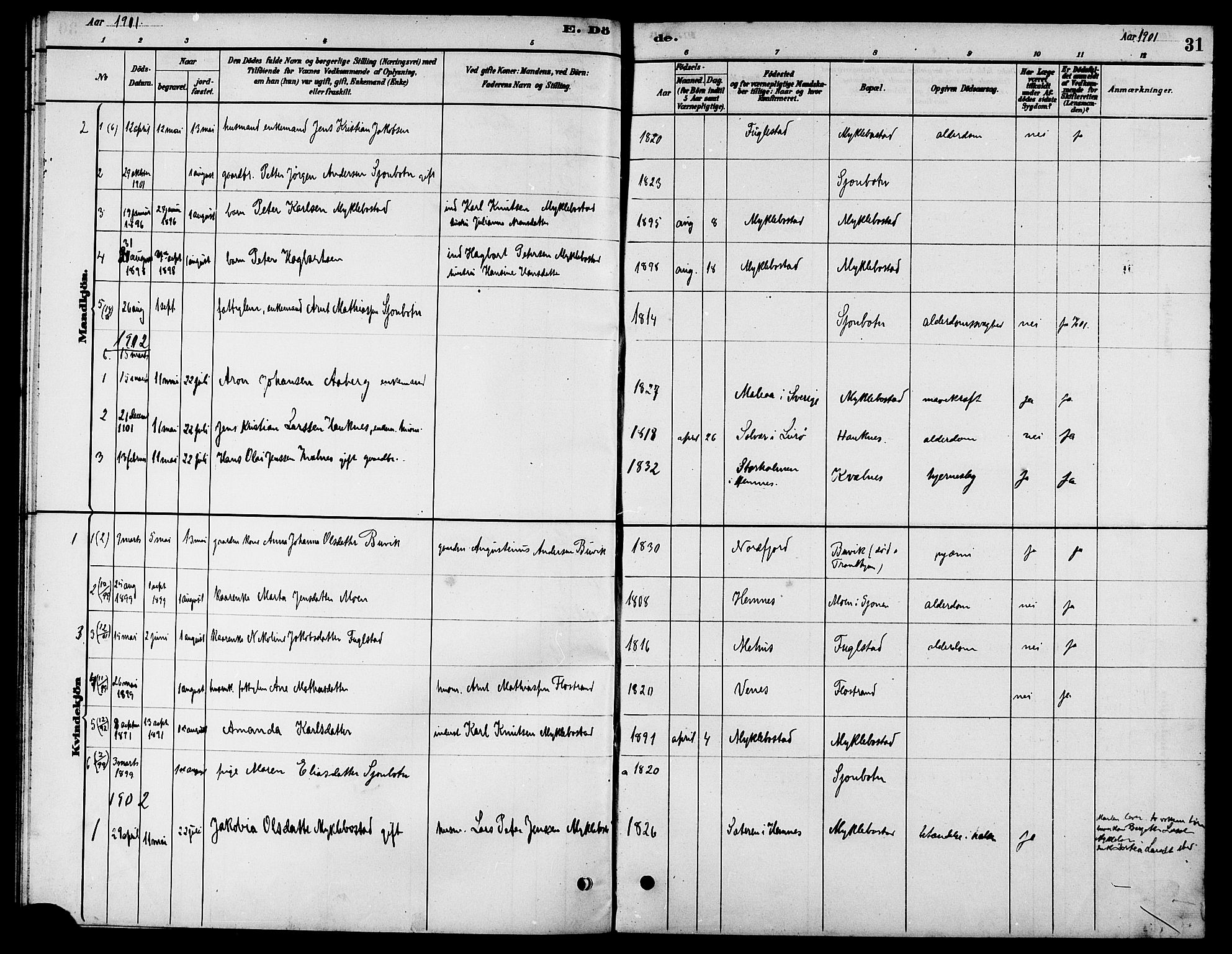 Ministerialprotokoller, klokkerbøker og fødselsregistre - Nordland, AV/SAT-A-1459/838/L0558: Parish register (copy) no. 838C05, 1880-1902, p. 31