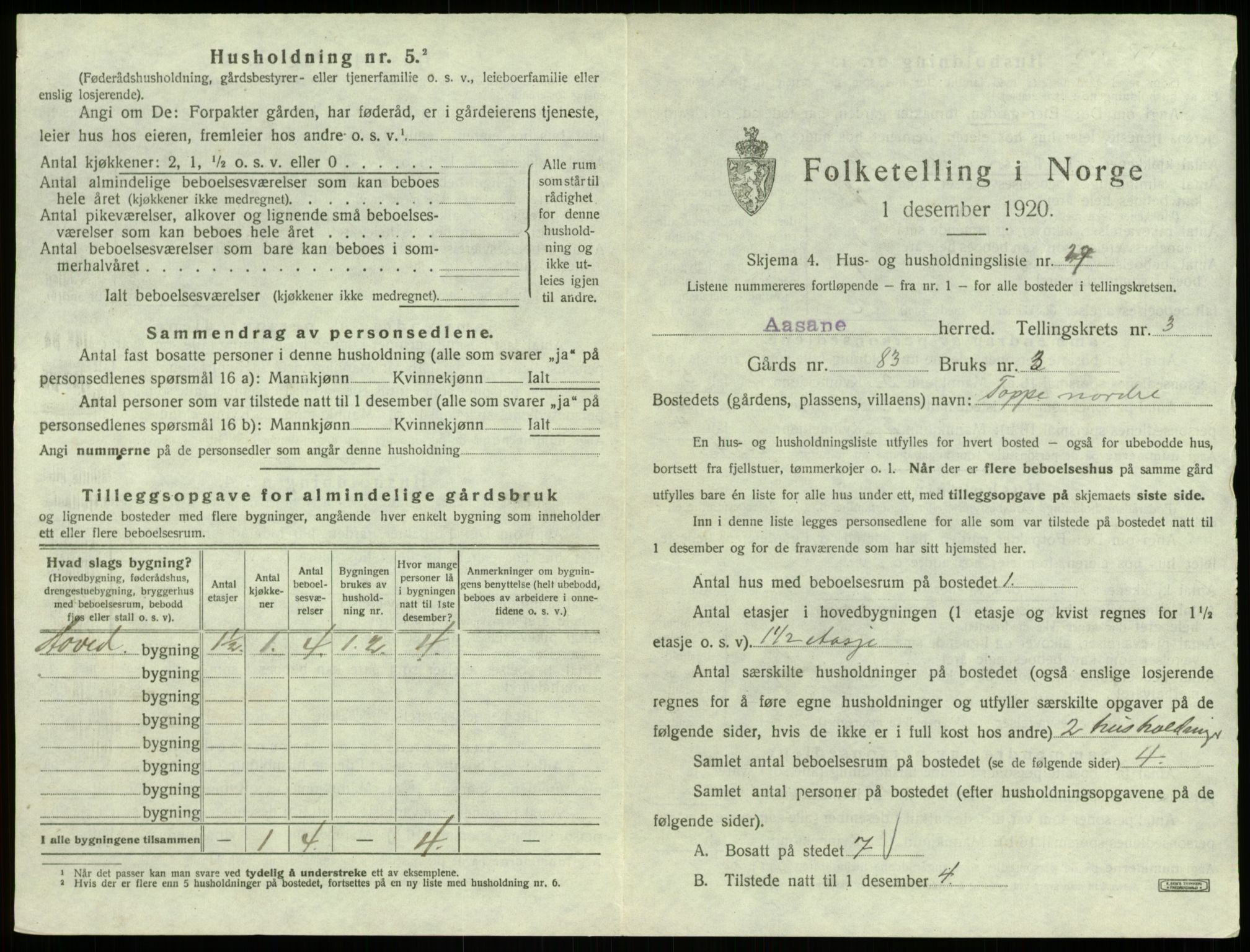 SAB, 1920 census for Åsane, 1920, p. 249