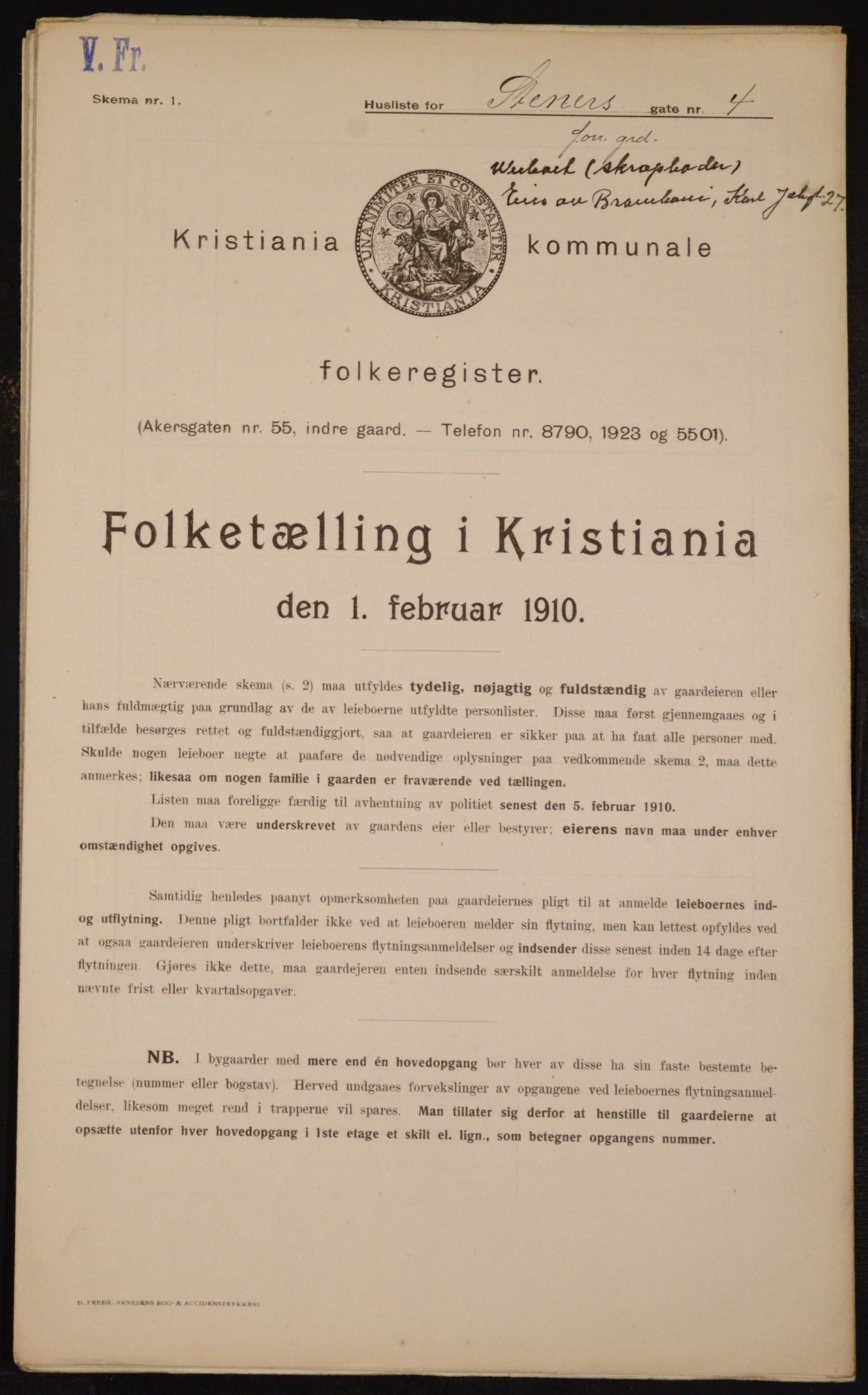 OBA, Municipal Census 1910 for Kristiania, 1910, p. 96347