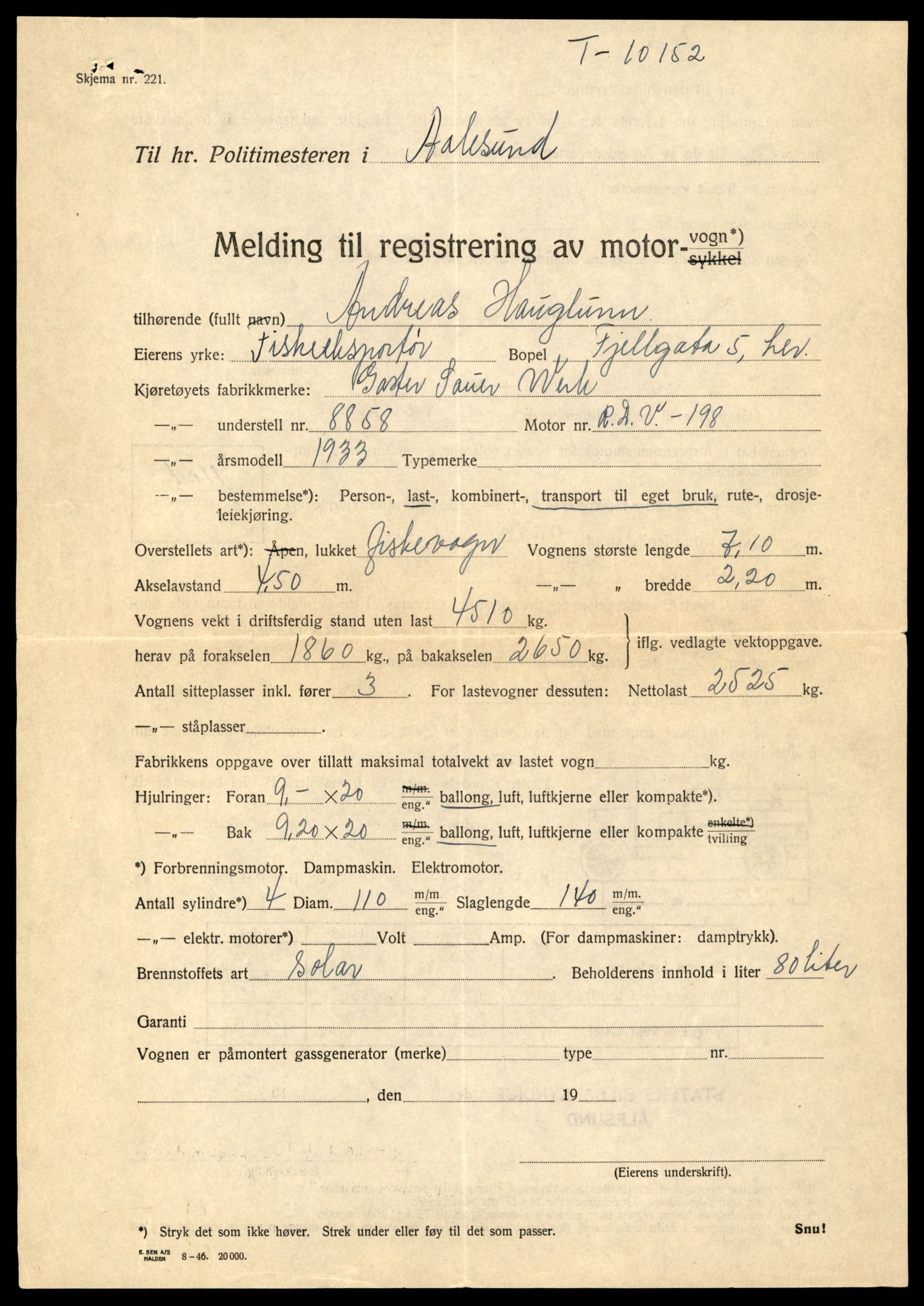 Møre og Romsdal vegkontor - Ålesund trafikkstasjon, AV/SAT-A-4099/F/Fe/L0033: Registreringskort for kjøretøy T 12151 - T 12474, 1927-1998, p. 2975