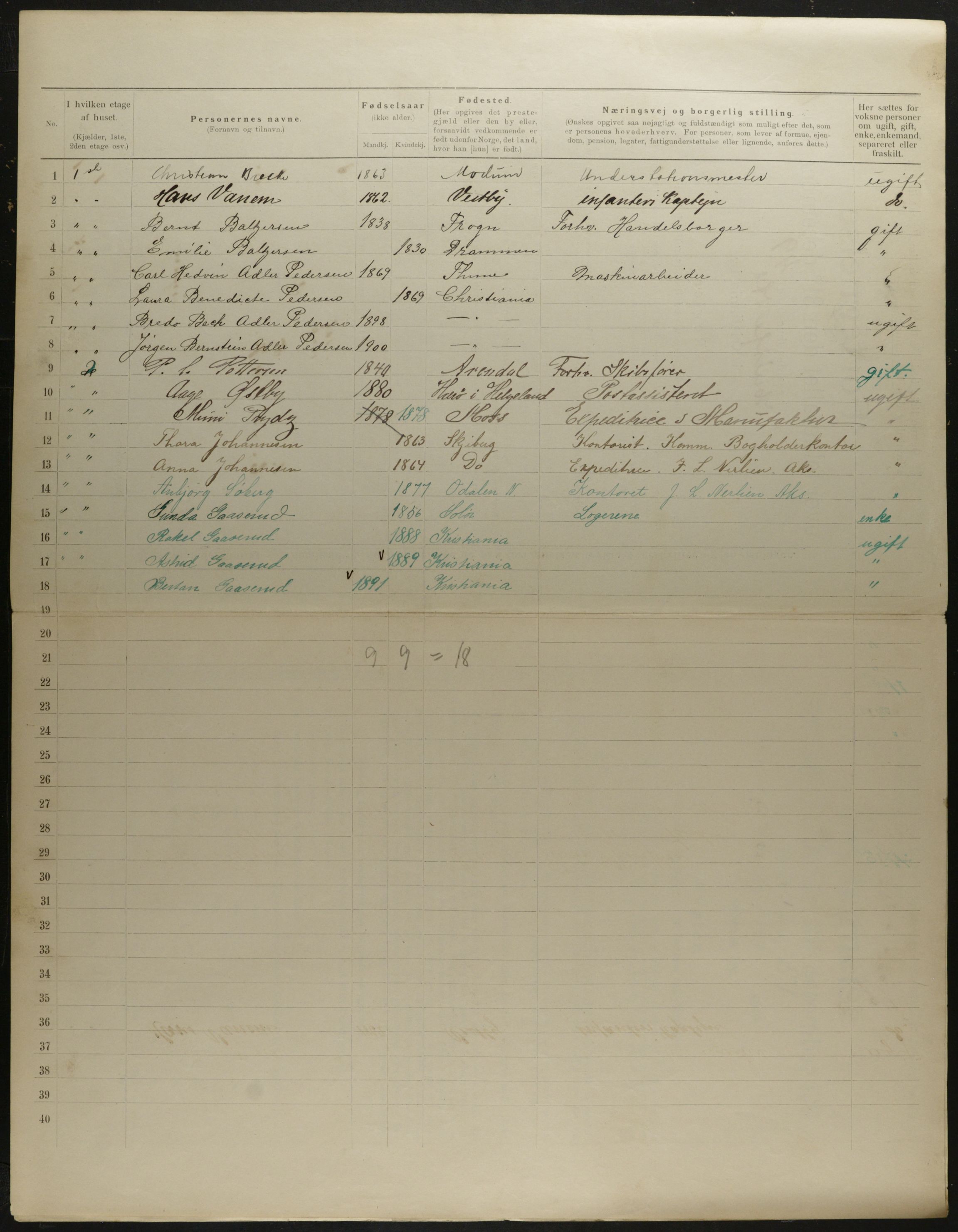 OBA, Municipal Census 1901 for Kristiania, 1901, p. 6648