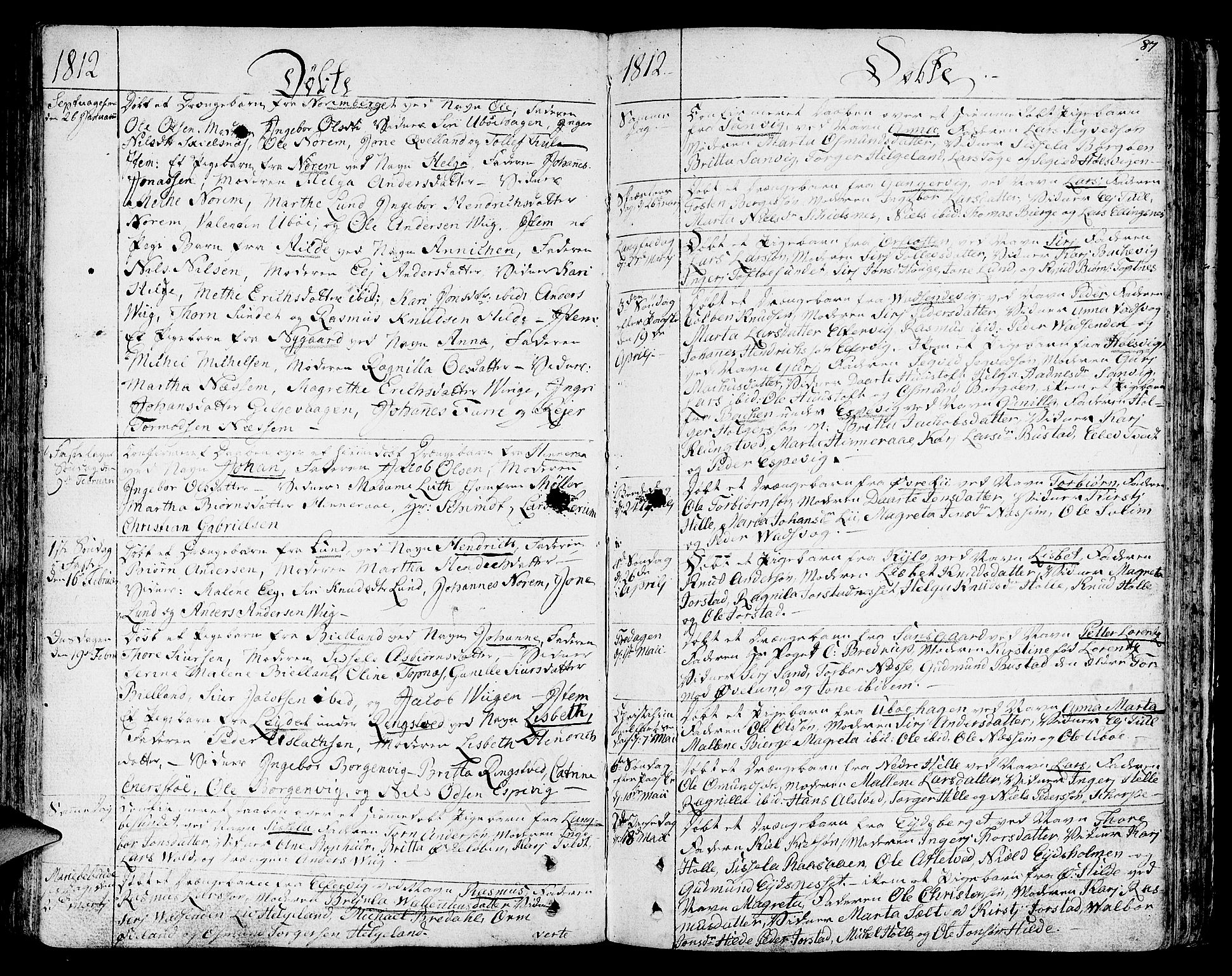 Nedstrand sokneprestkontor, SAST/A-101841/01/IV: Parish register (official) no. A 5, 1795-1816, p. 87