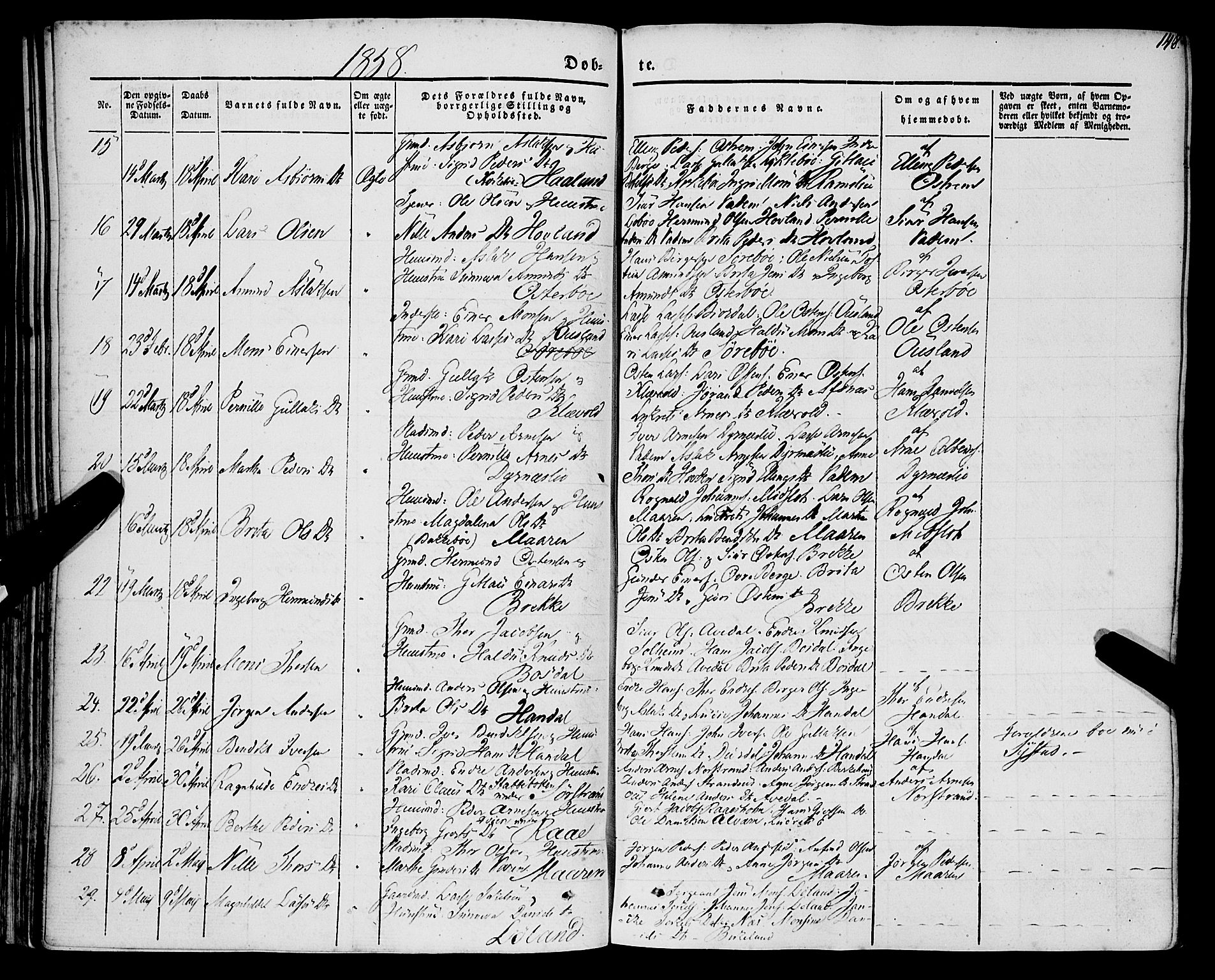 Lavik sokneprestembete, AV/SAB-A-80901: Parish register (official) no. A 3, 1843-1863, p. 148