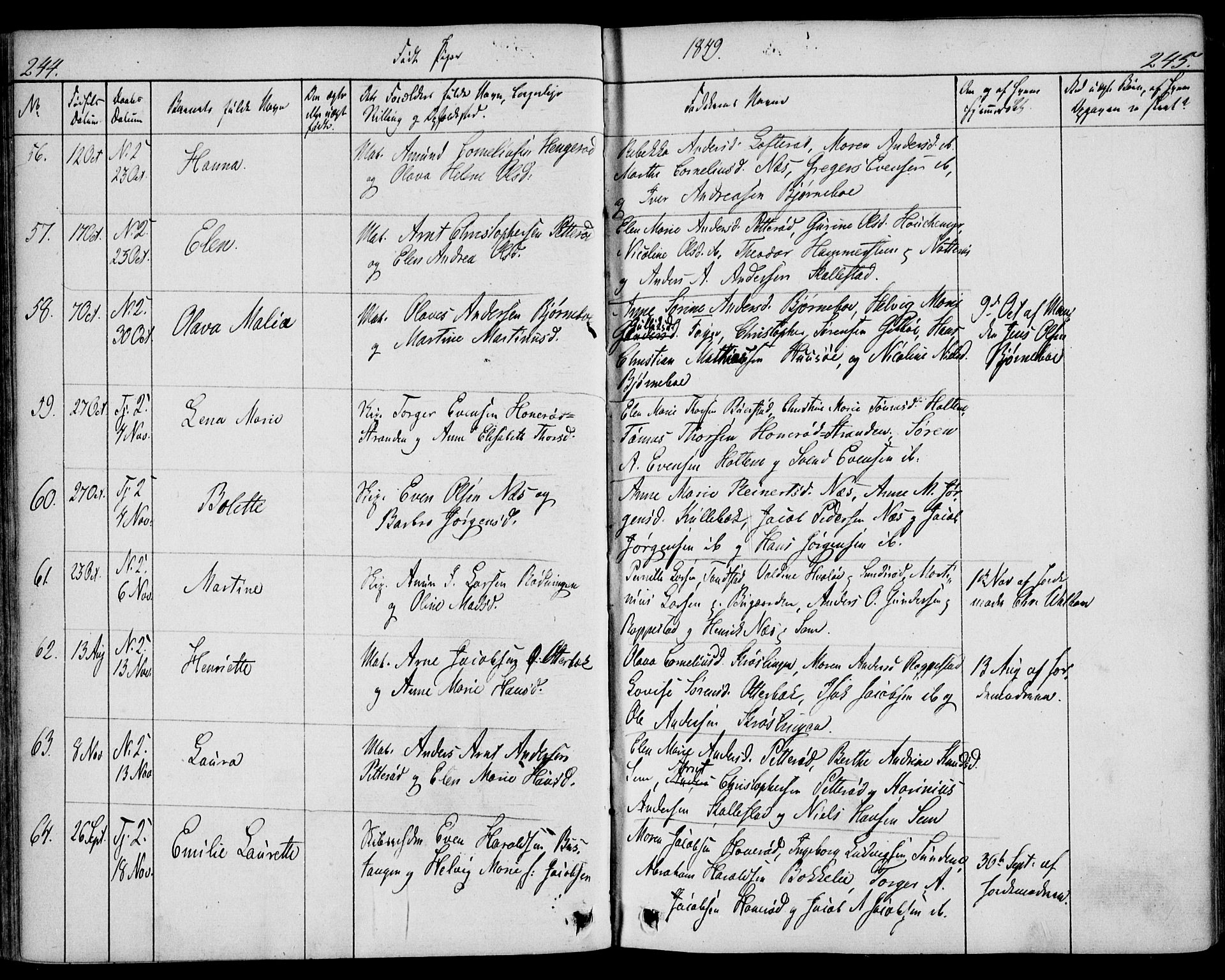 Nøtterøy kirkebøker, AV/SAKO-A-354/F/Fa/L0005: Parish register (official) no. I 5, 1839-1852, p. 244-245